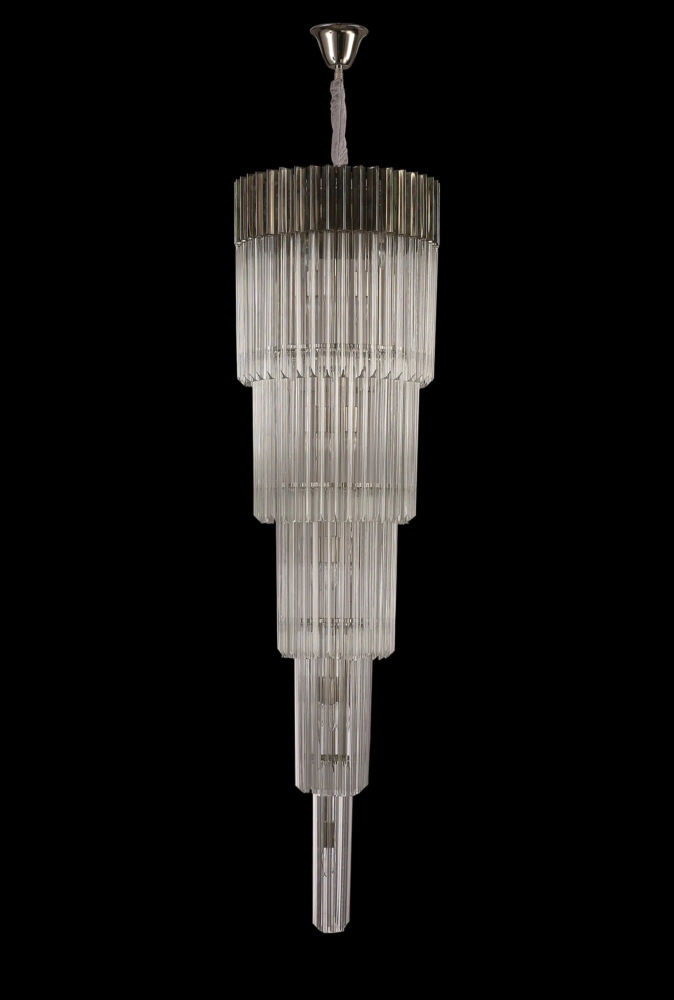 Cedar 50cm 5 Tier Pendant 18 Light - Polished Nickel & Clear
