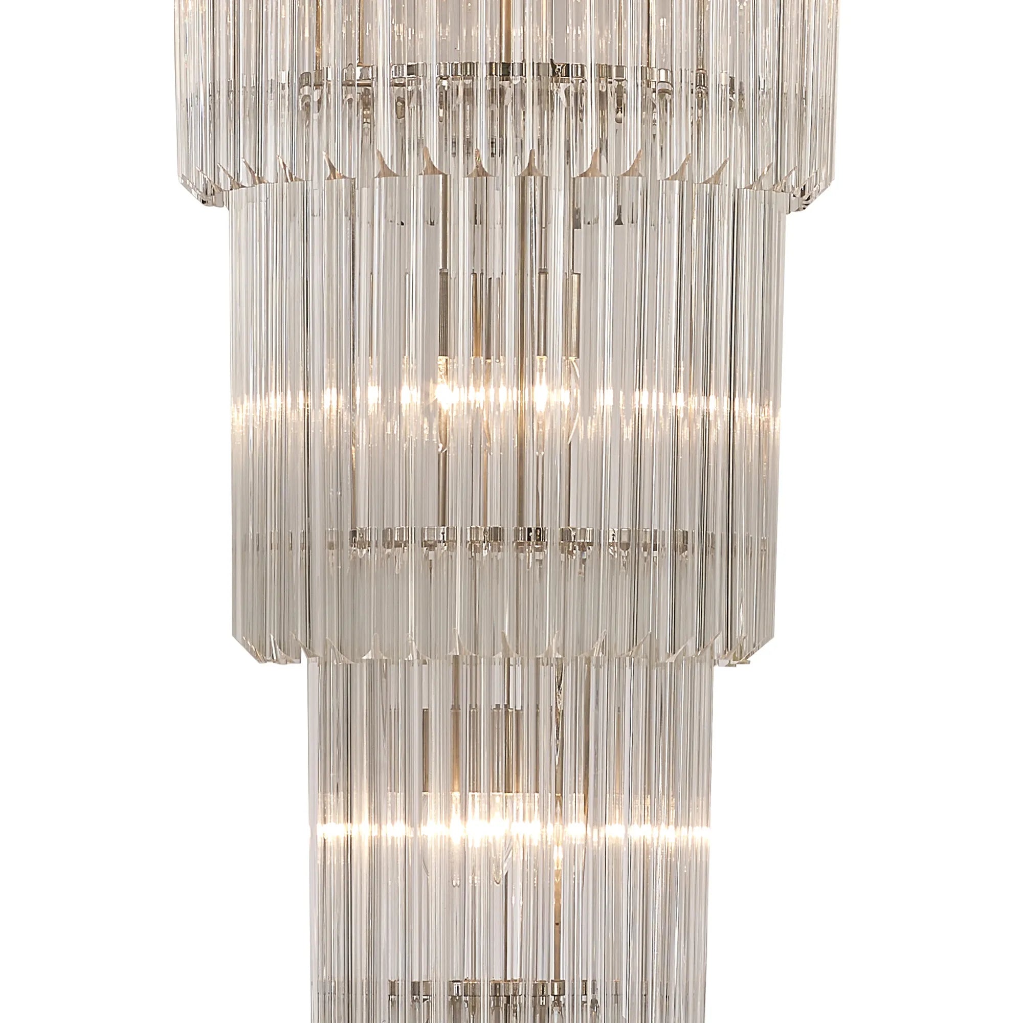 Cedar 50cm 5 Tier Pendant 18 Light - Polished Nickel & Clear