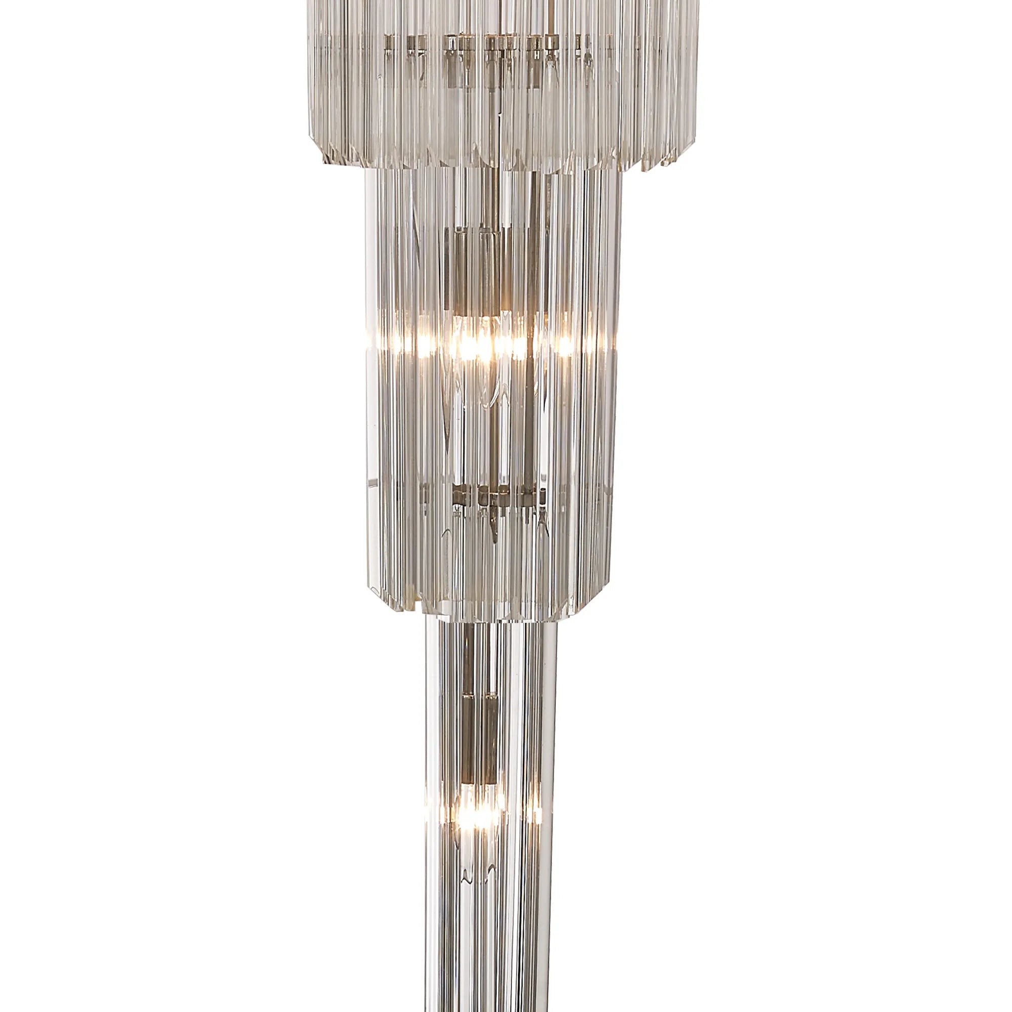 Cedar 50cm 5 Tier Pendant 18 Light - Polished Nickel & Clear