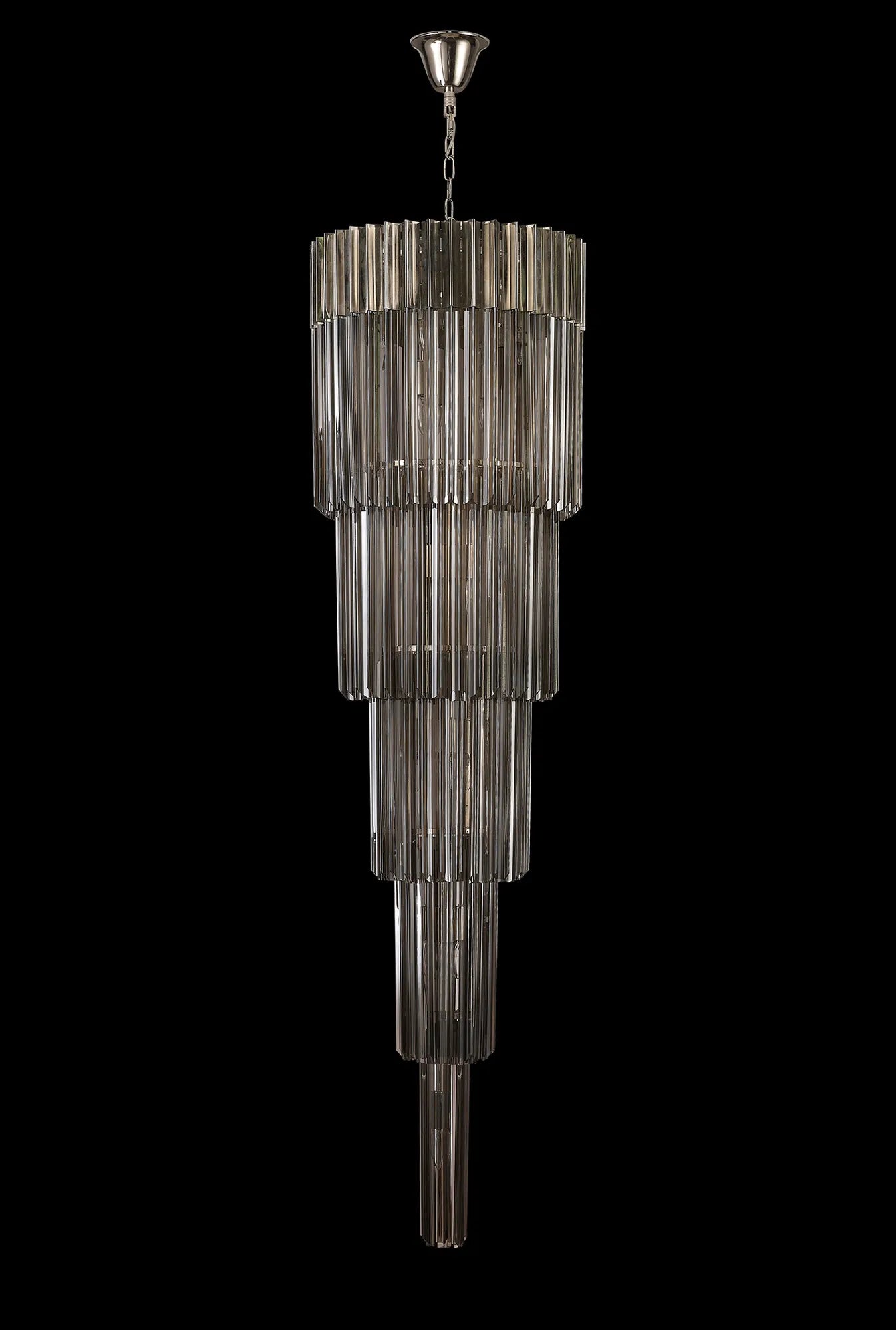 Cedar 50cm 5 Tier Pendant 18 Light - Polished Nickel & Smoked