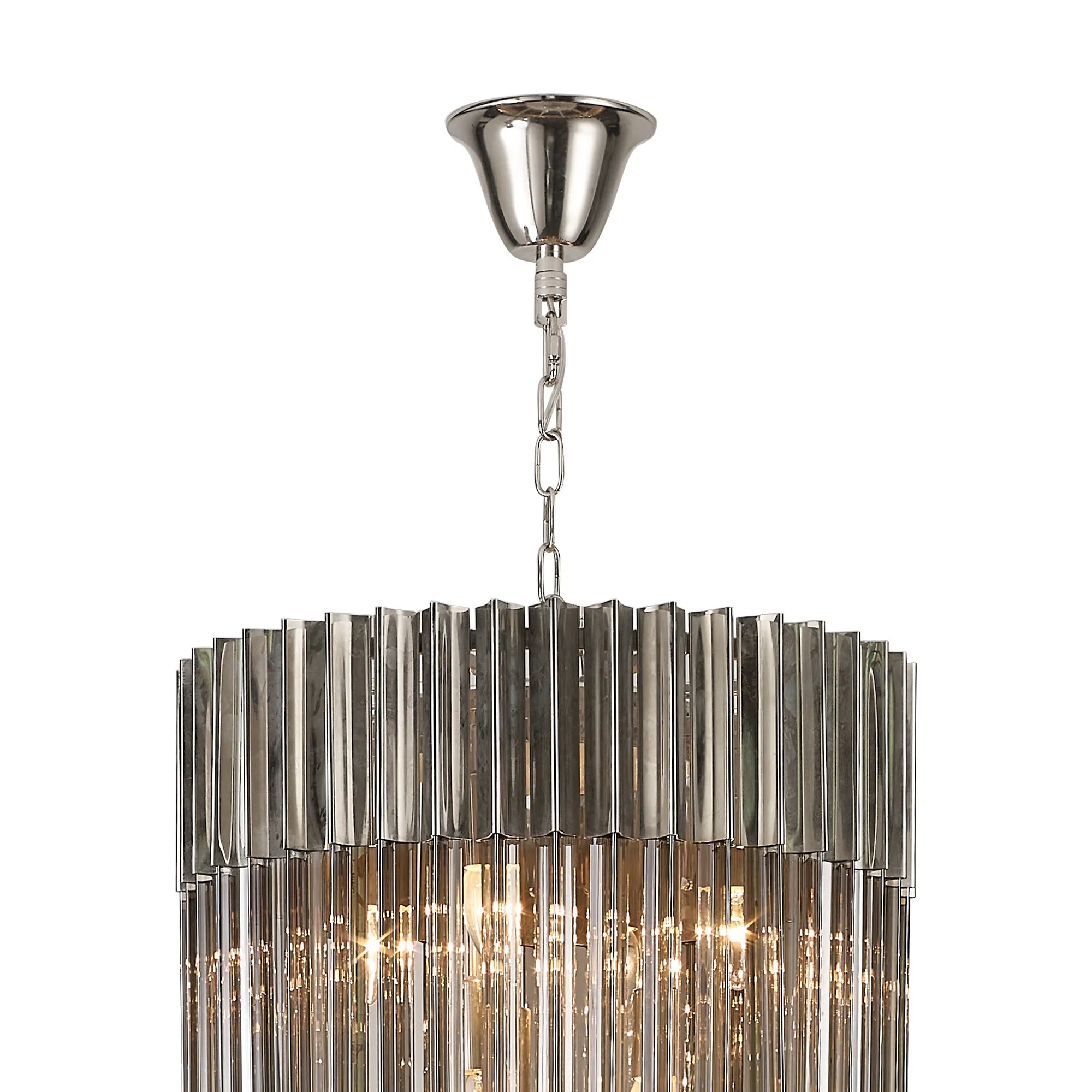 Cedar 50cm 5 Tier Pendant 18 Light - Polished Nickel & Smoked