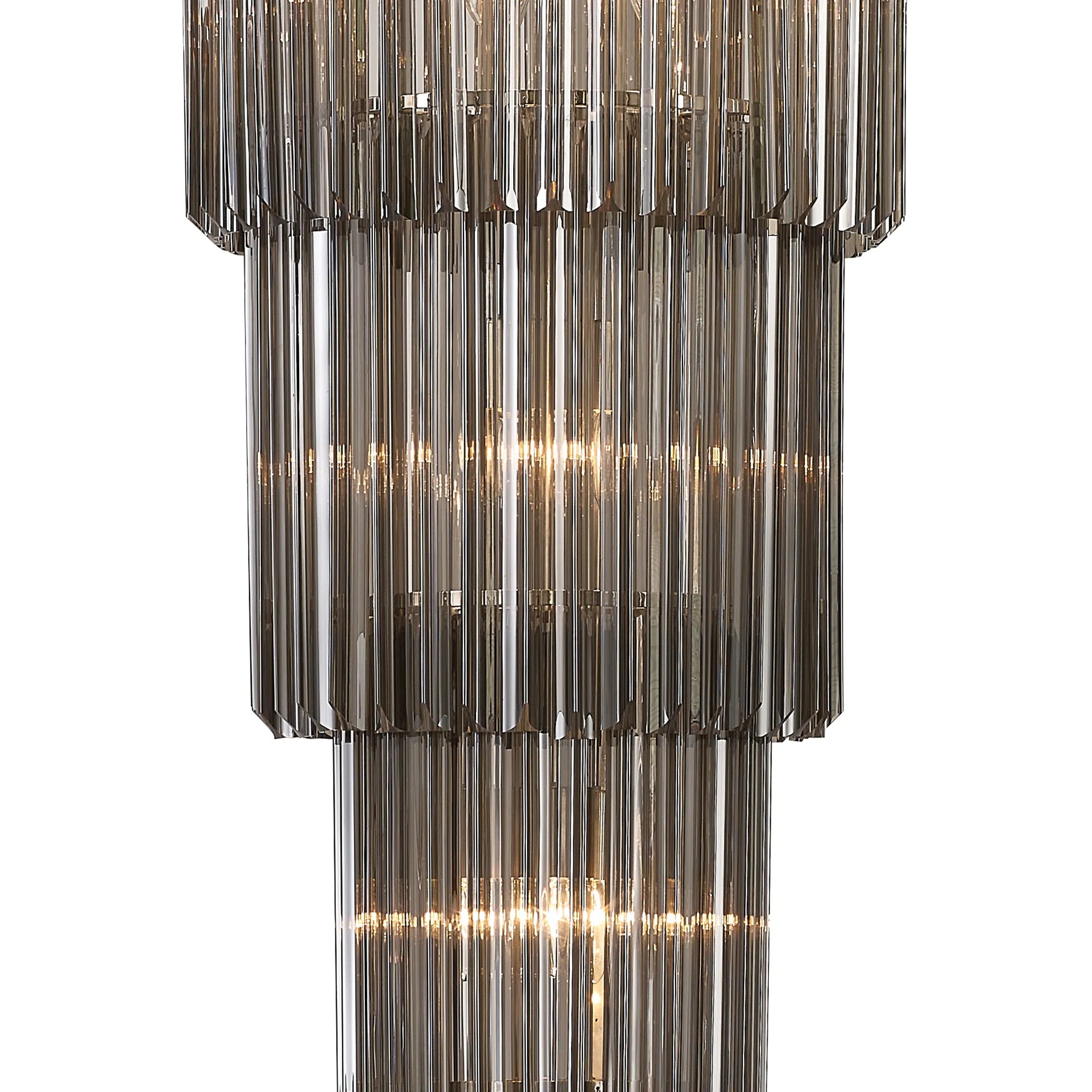 Cedar 50cm 5 Tier Pendant 18 Light - Polished Nickel & Smoked