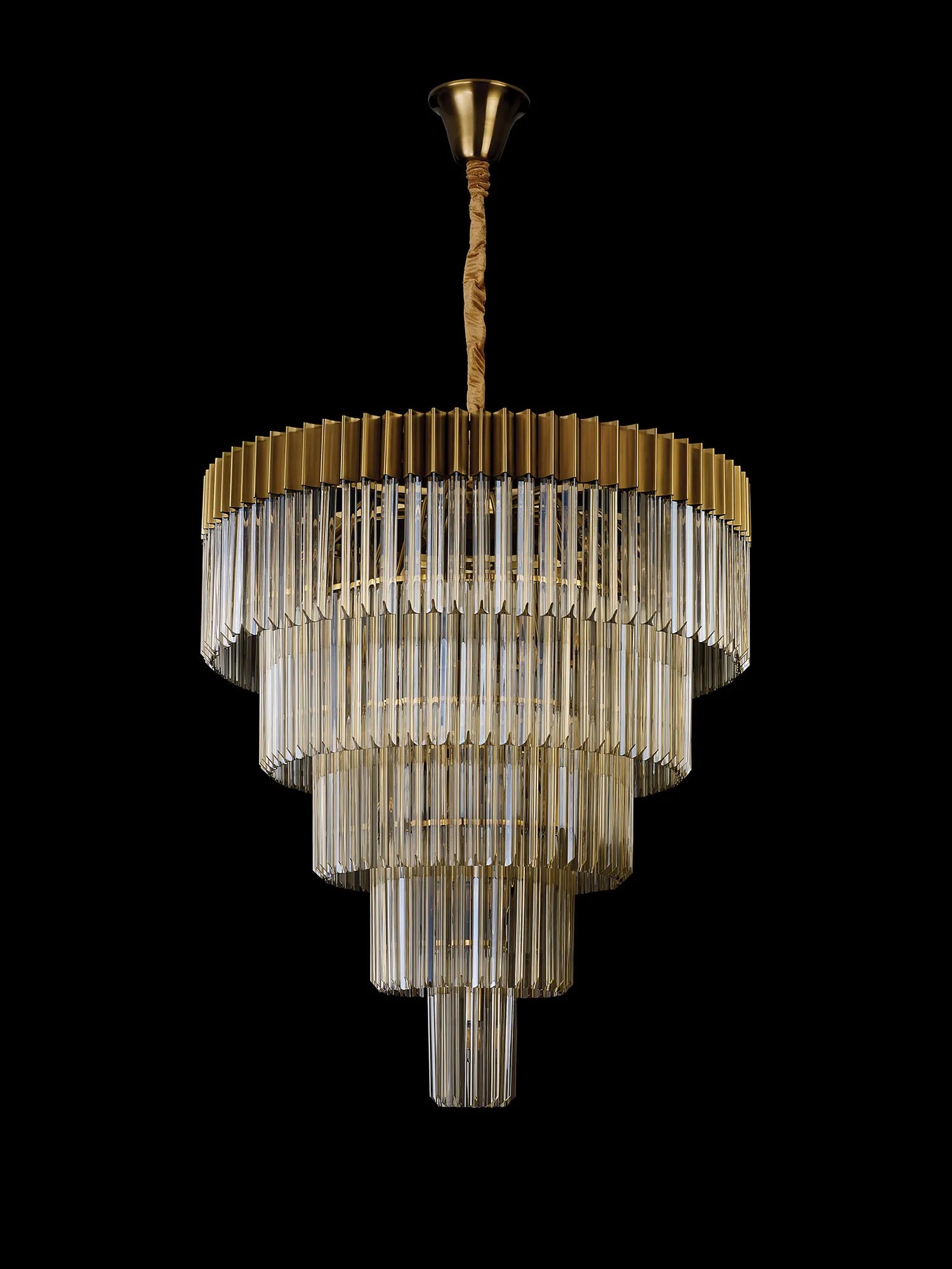 Cedar 96cm 5-Tier Pendant 23 Light - Brass & Cognac
