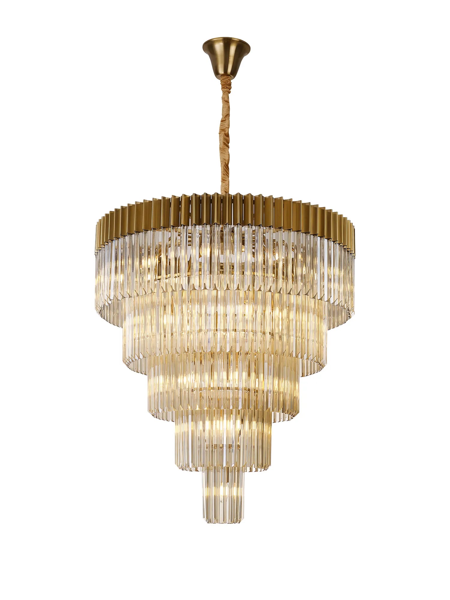 Cedar 96cm 5-Tier Pendant 23 Light - Brass & Cognac