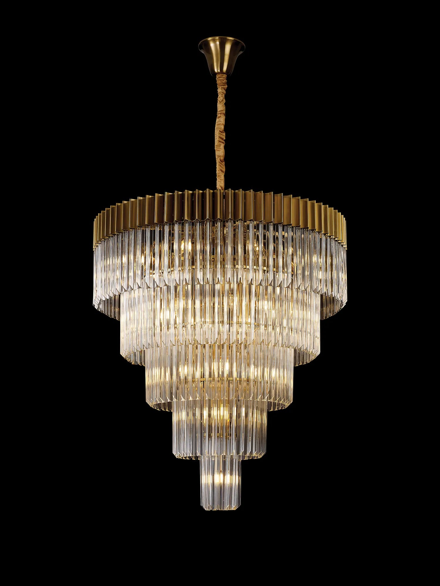 Cedar 96cm 5-Tier Pendant 23 Light - Brass & Clear