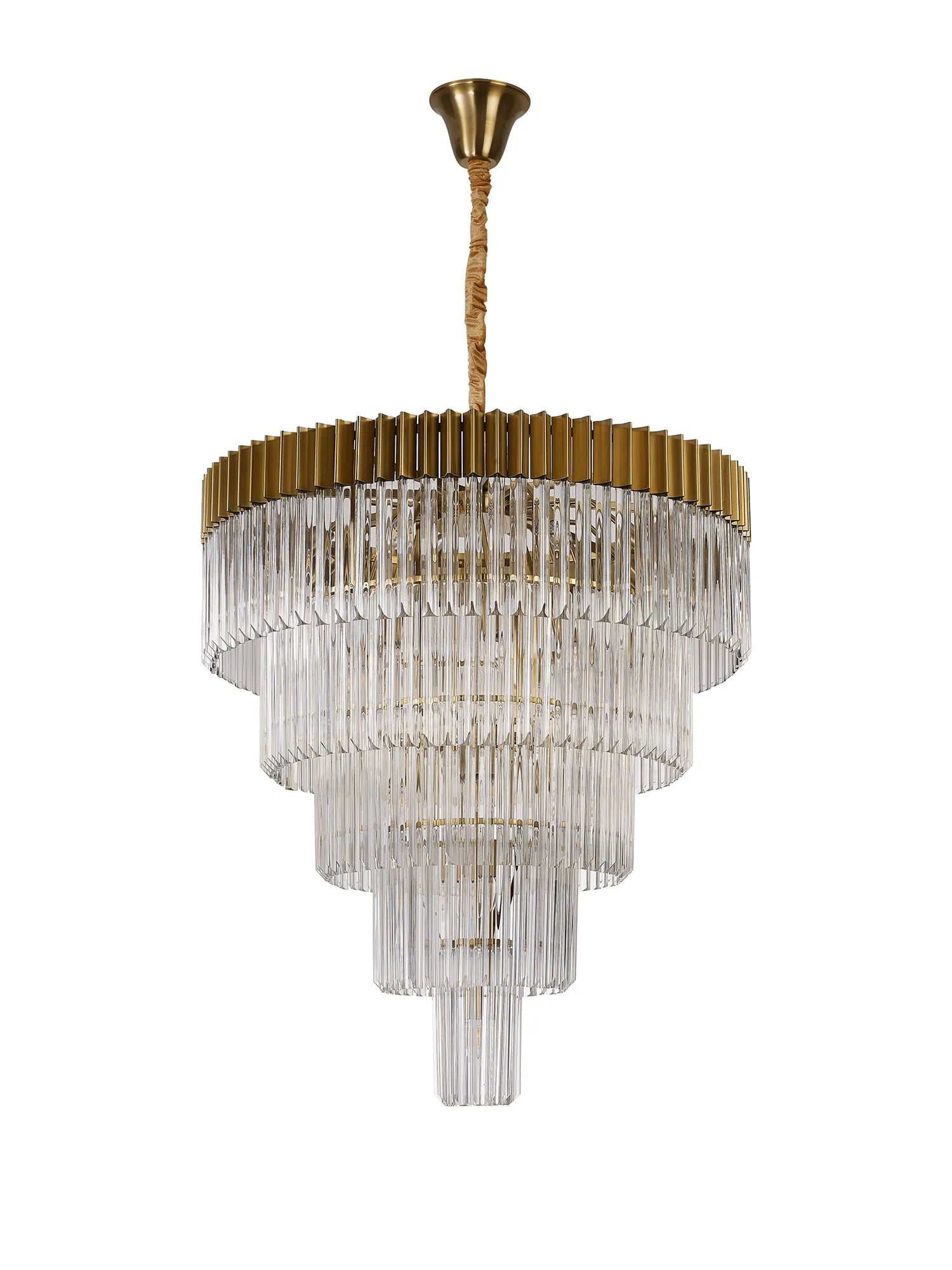 Cedar 96cm 5-Tier Pendant 23 Light - Brass & Clear