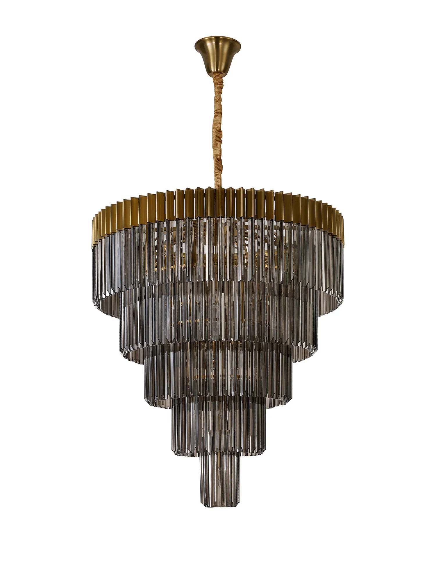 Cedar 96cm 5-Tier Pendant 23 Light - Brass & Smoked