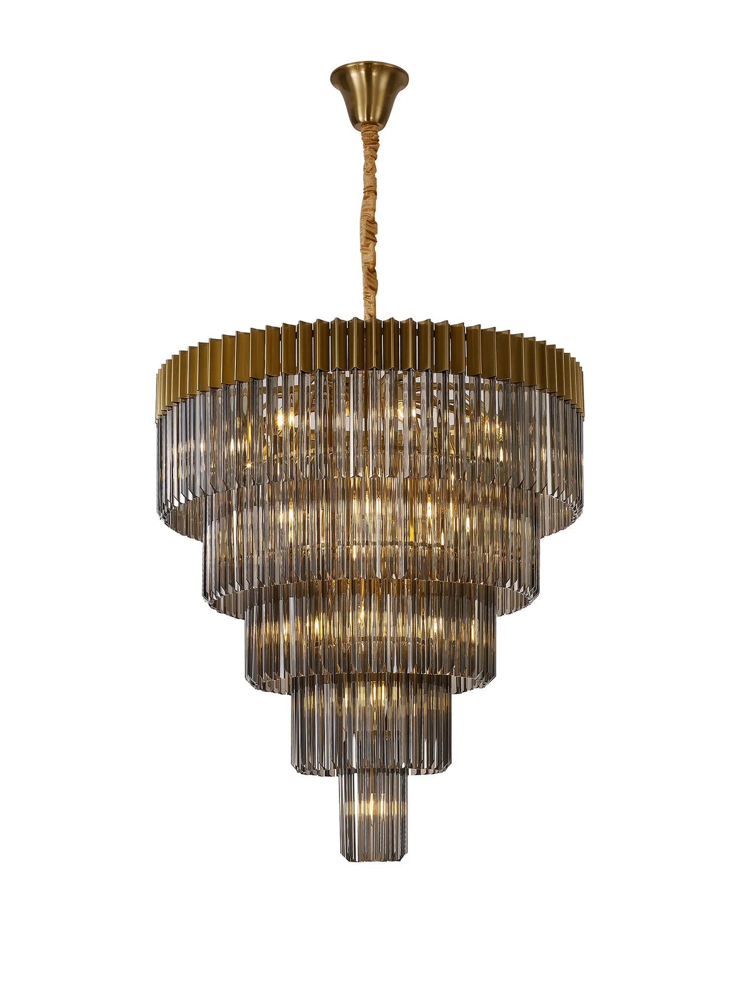 Cedar 96cm 5-Tier Pendant 23 Light - Brass & Smoked