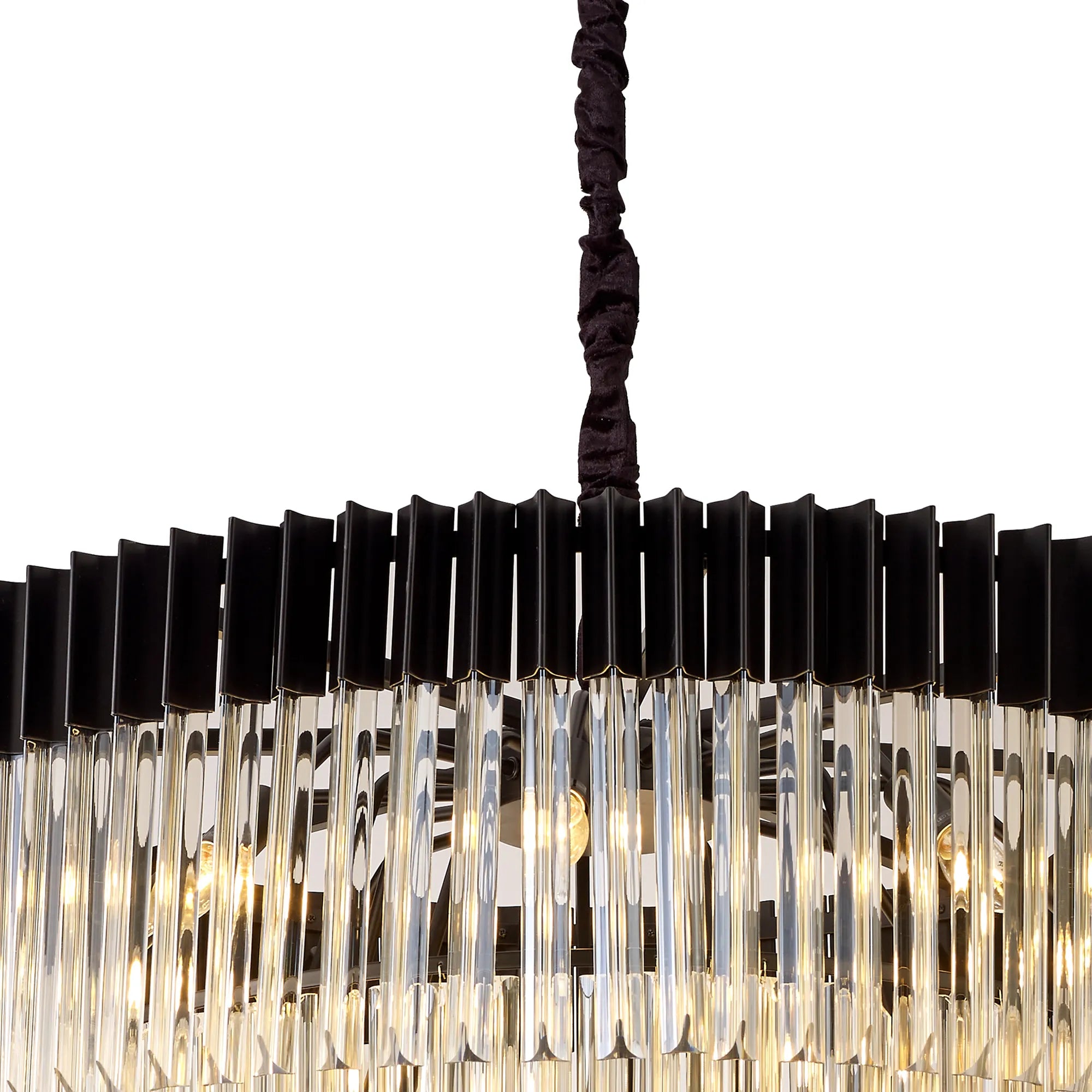 Cedar 96cm 5-Tier Pendant 23 Light - Matt Black & Cognac