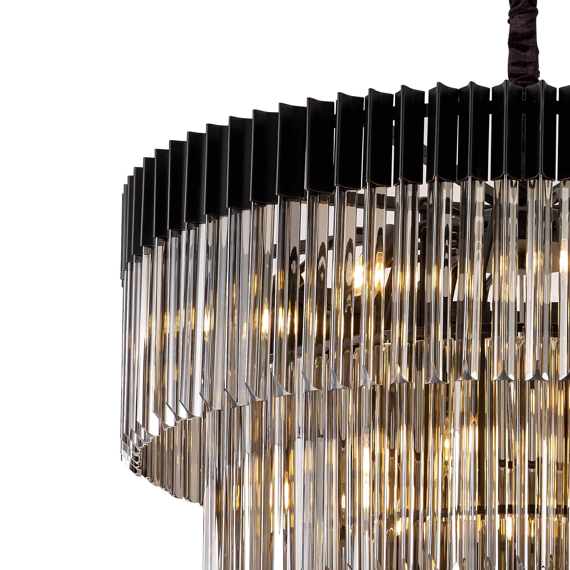 Cedar 96cm 5-Tier Pendant 23 Light - Matt Black & Smoked