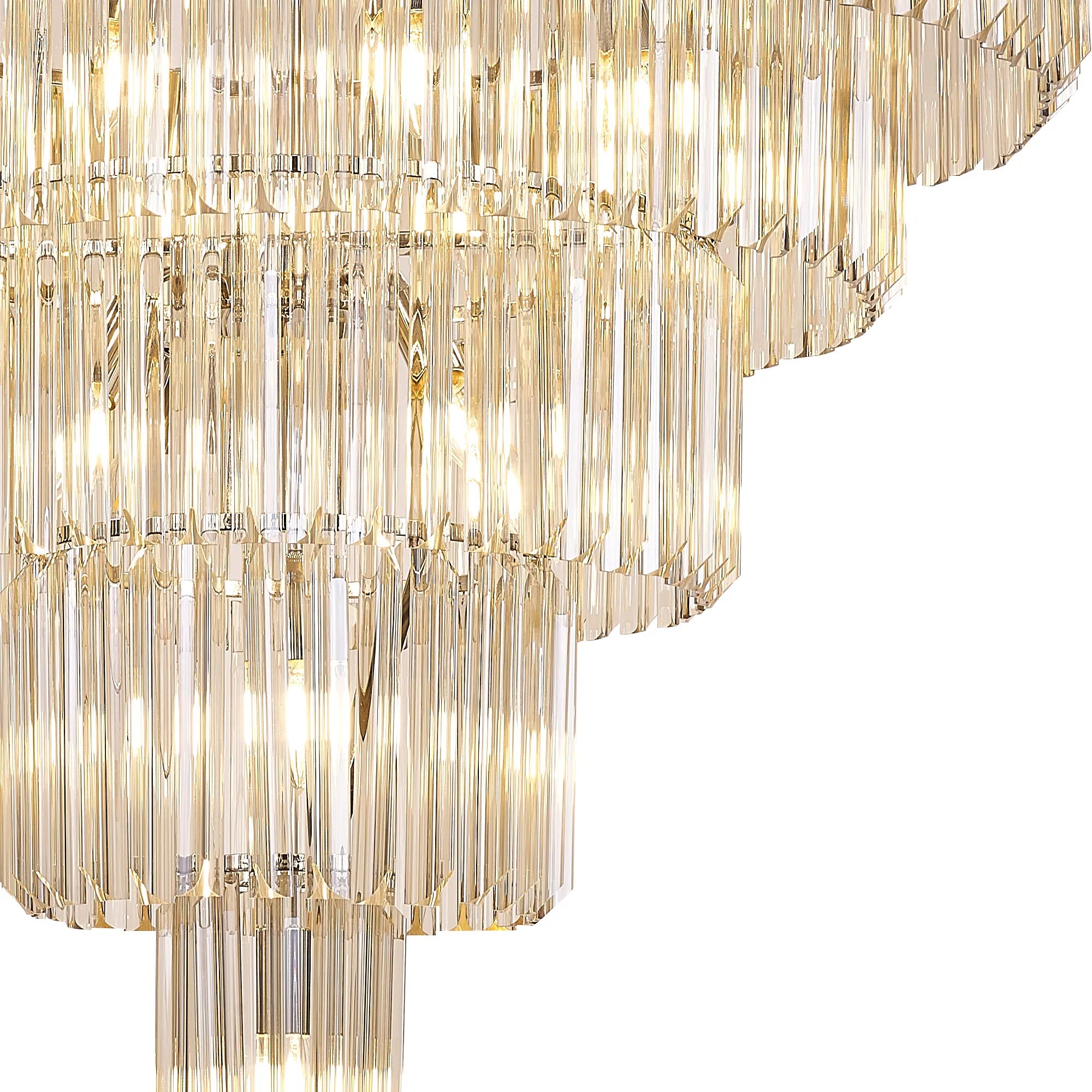 Cedar 96cm 5-Tier Pendant 23 Light - Polished Nickel & Cognac