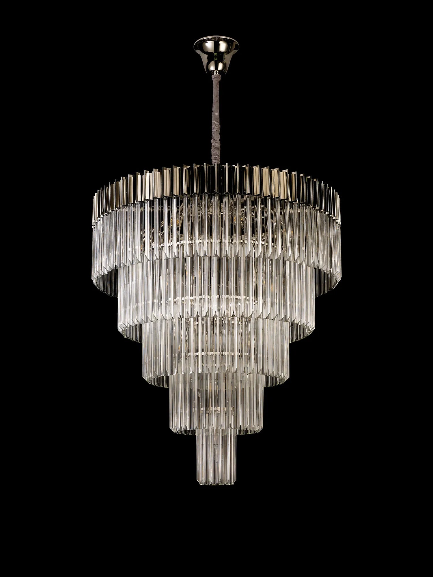 Cedar 96cm 5-Tier Pendant 23 Light - Polished Nickel & Clear