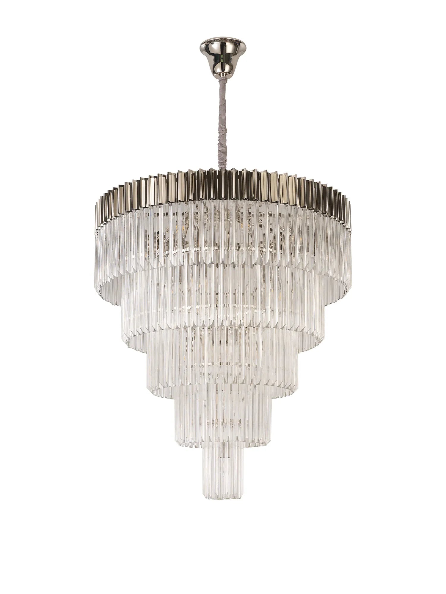 Cedar 96cm 5-Tier Pendant 23 Light - Polished Nickel & Clear