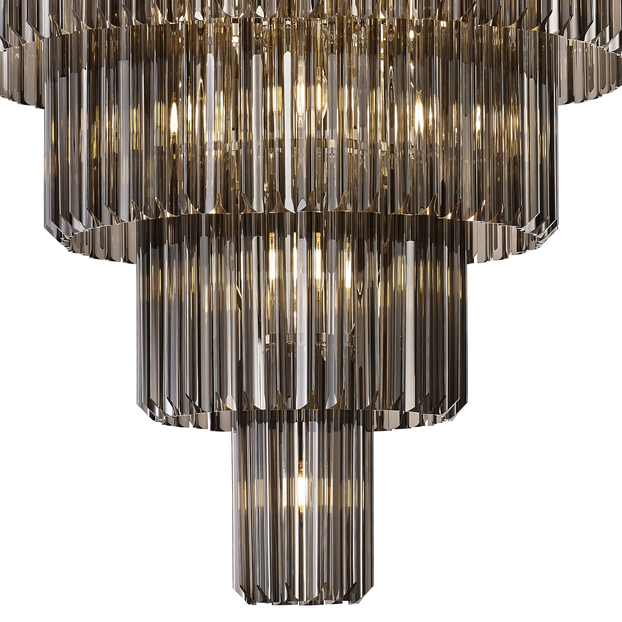 Cedar 96cm 5-Tier Pendant 23 Light - Polished Nickel & Smoked