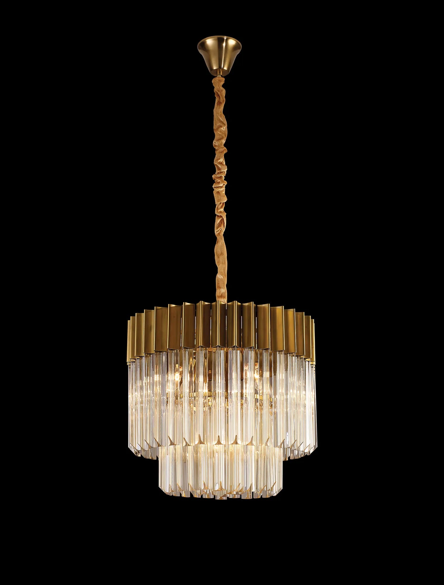 Cedar 45cm Pendant Round 5 Light - Brass & Cognac