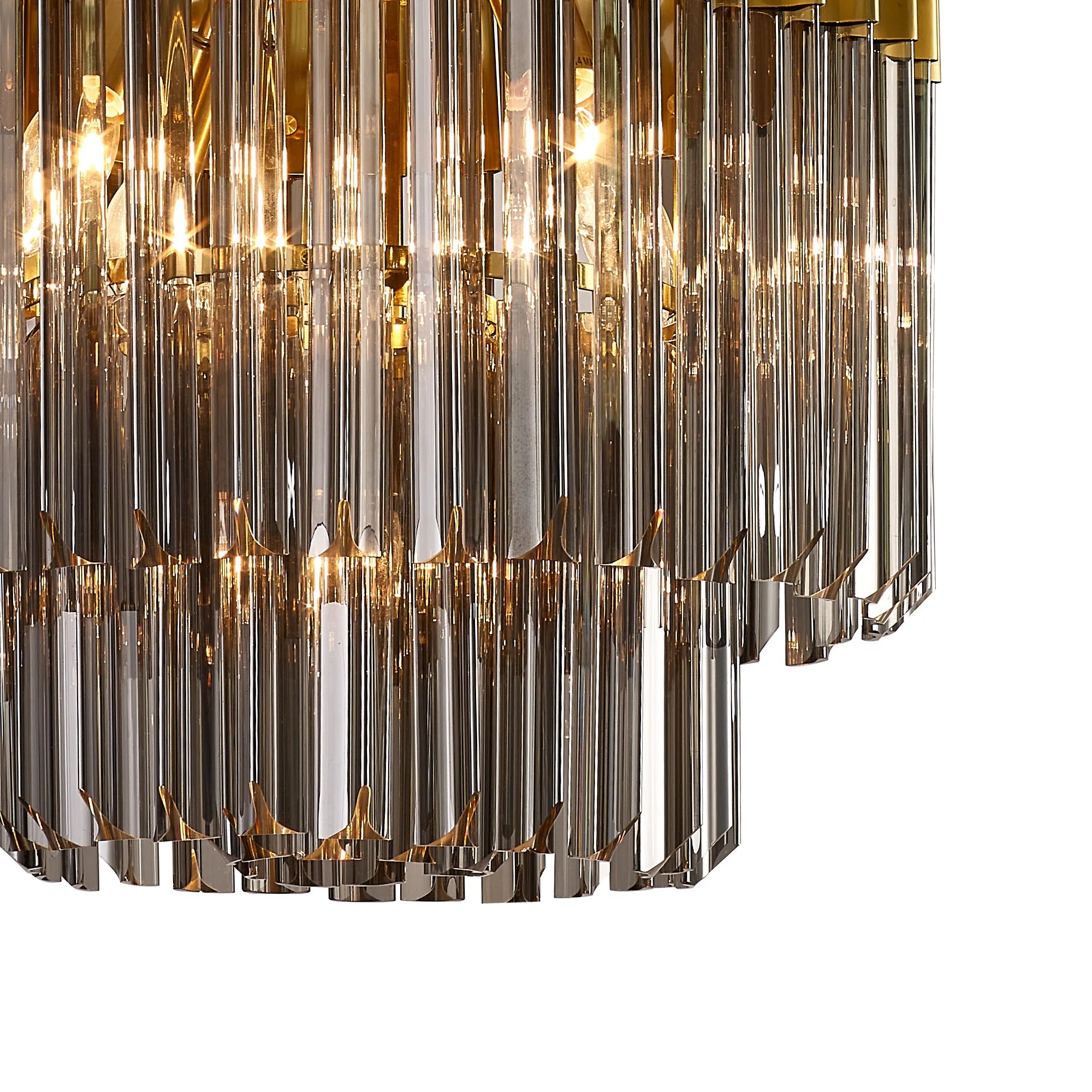 Cedar 45cm Pendant Round 5 Light - Brass & Smoked