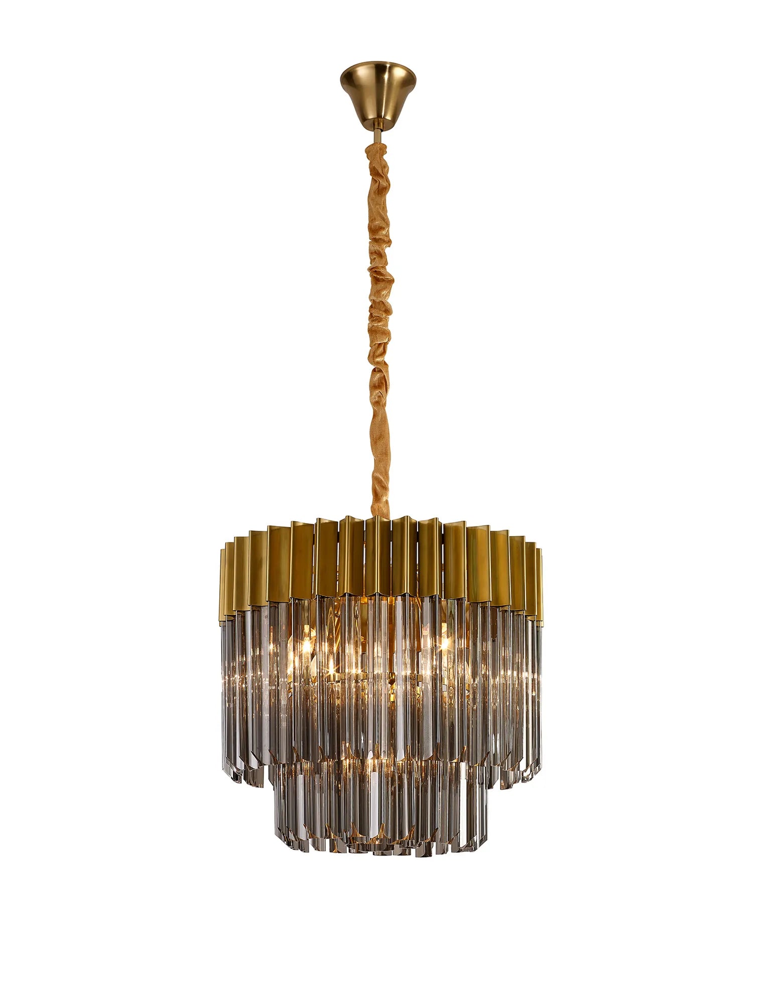 Cedar 45cm Pendant Round 5 Light - Brass & Smoked