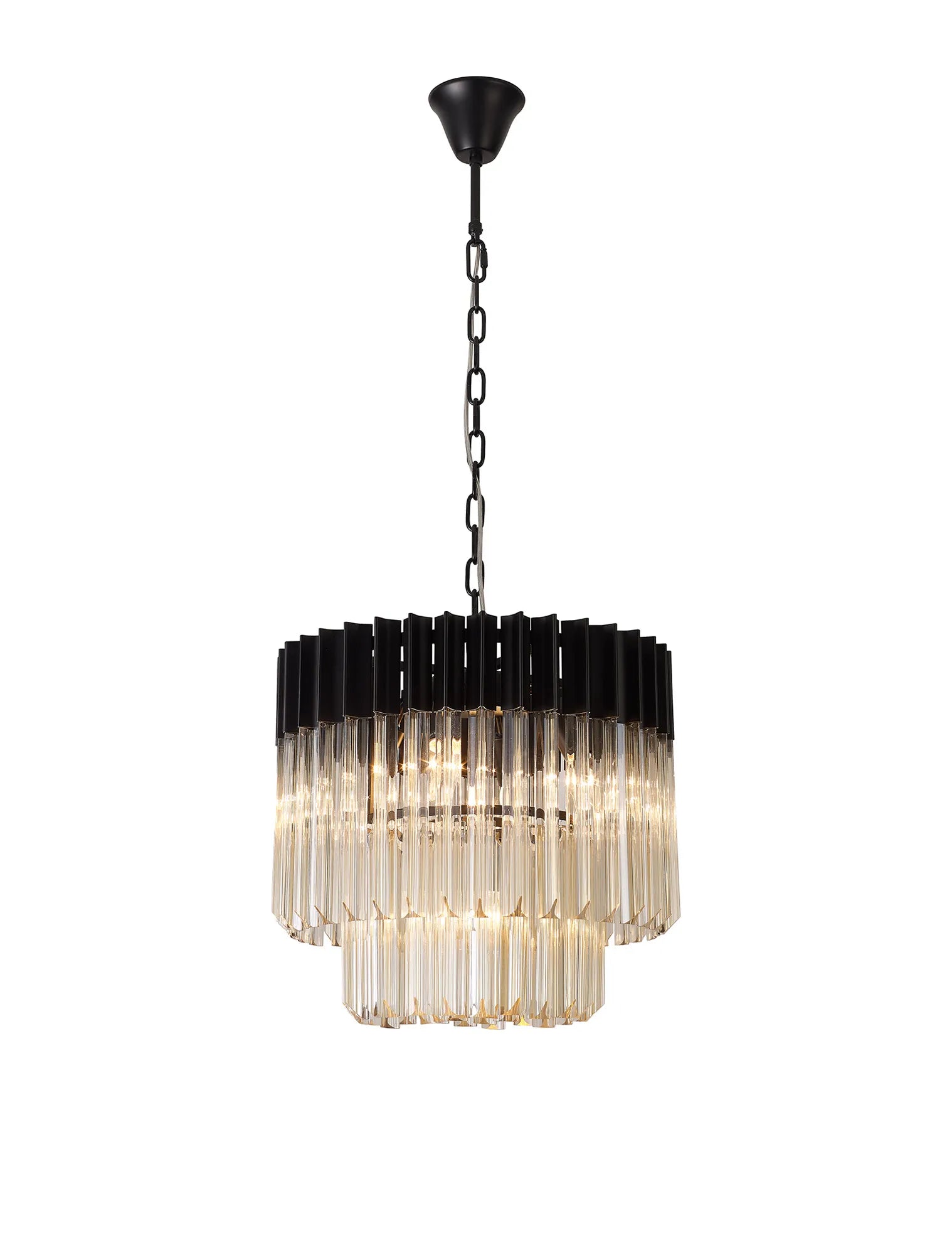 Cedar 45cm Pendant Round 5 Light - Matt Black & Cognac