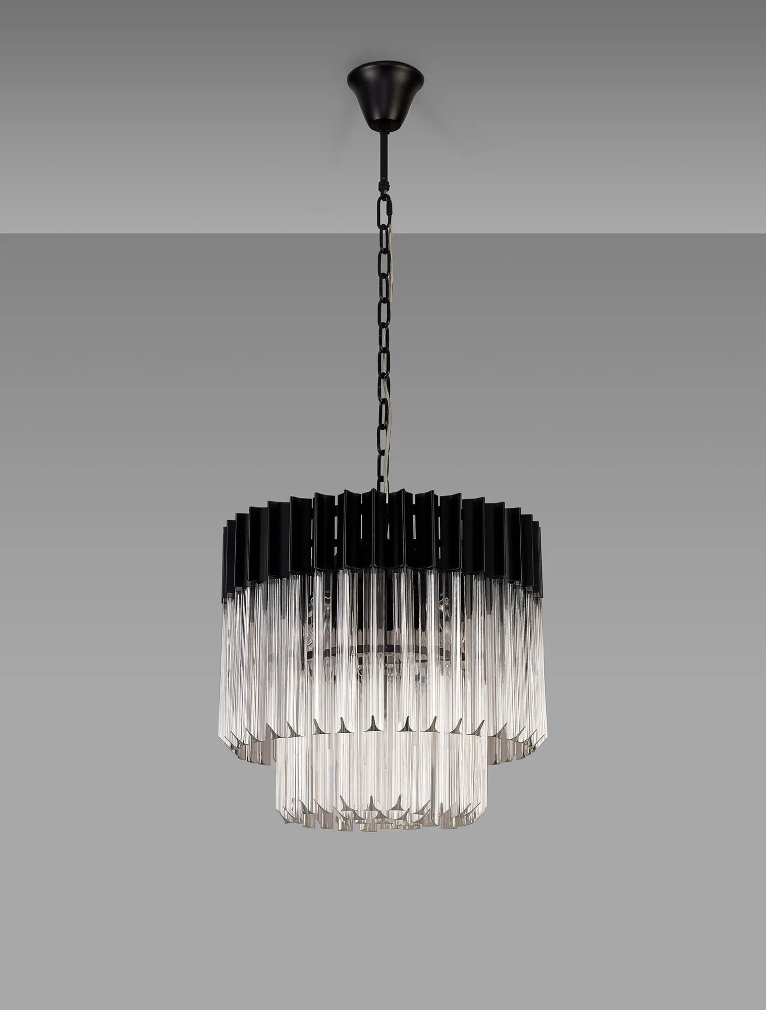 Cedar 45cm Pendant Round 5 Light - Matt Black & Clear