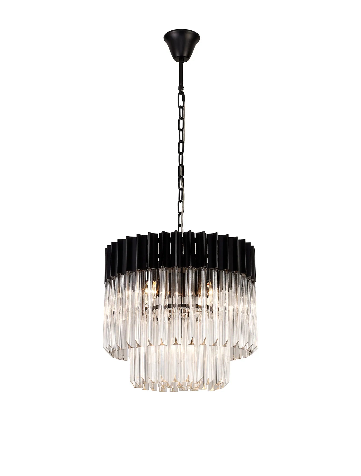 Cedar 45cm Pendant Round 5 Light - Matt Black & Clear