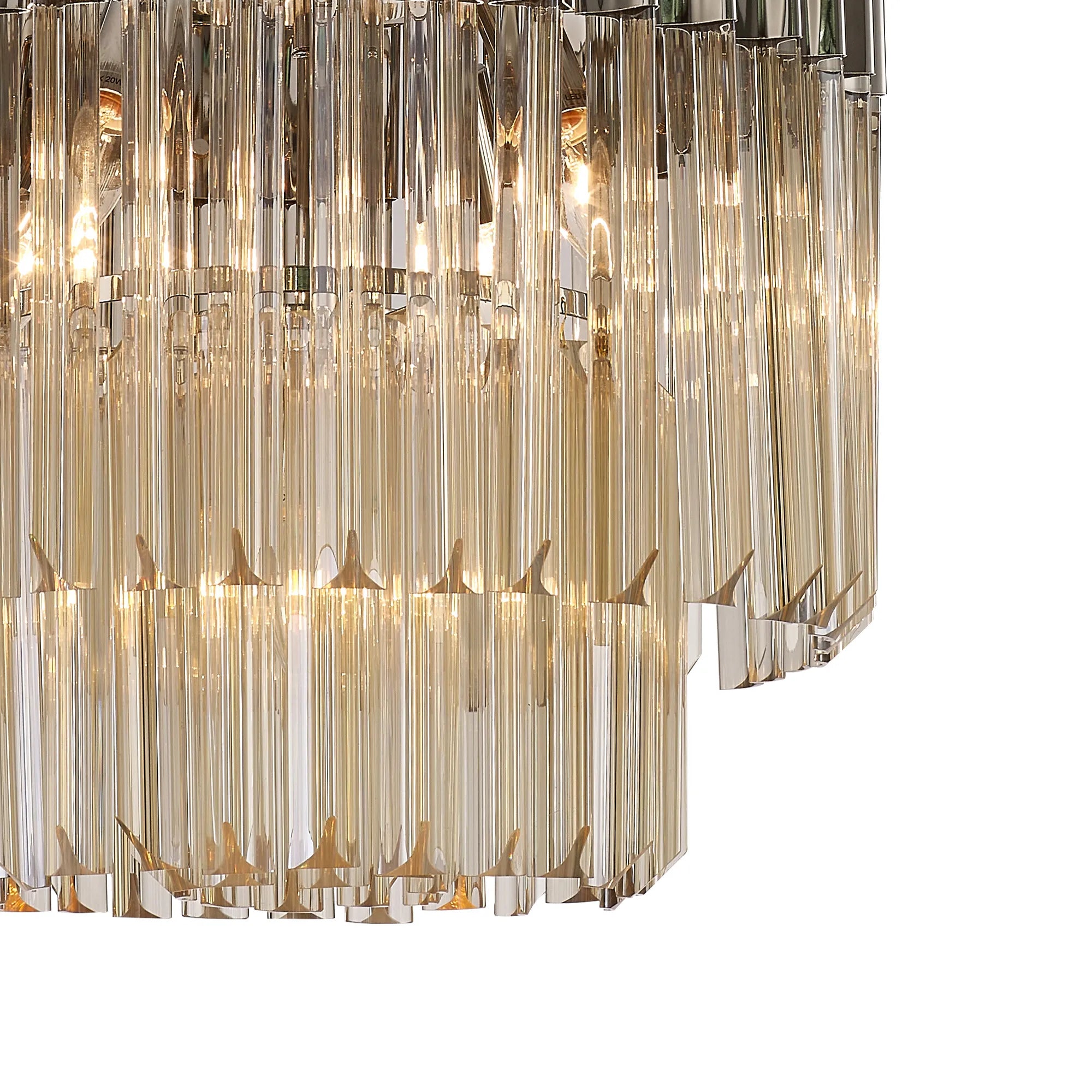 Cedar 45cm Pendant Round 5 Light - Polished Nickel & Cognac