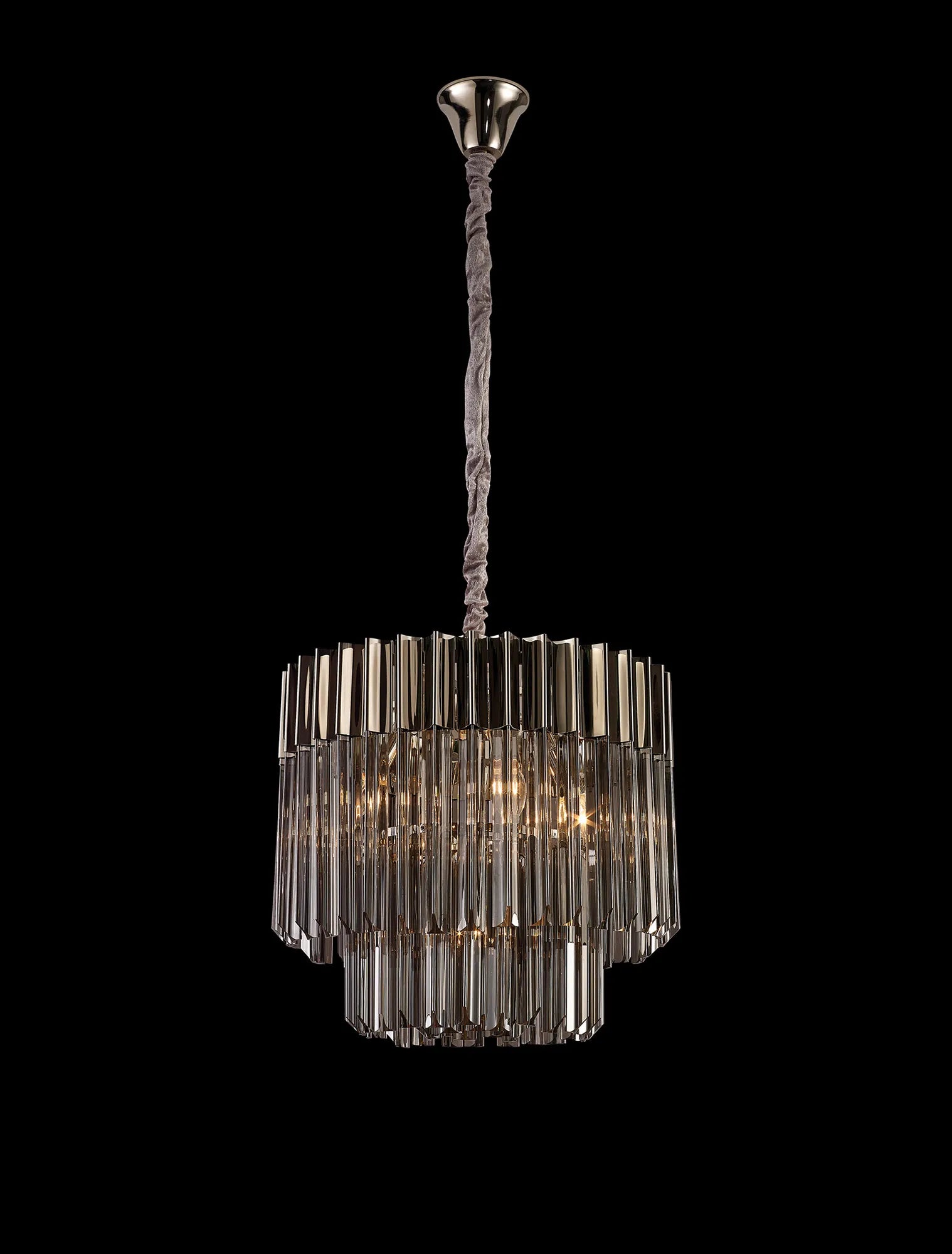 Cedar 45cm Pendant Round 5 Light - Polished Nickel & Smoked