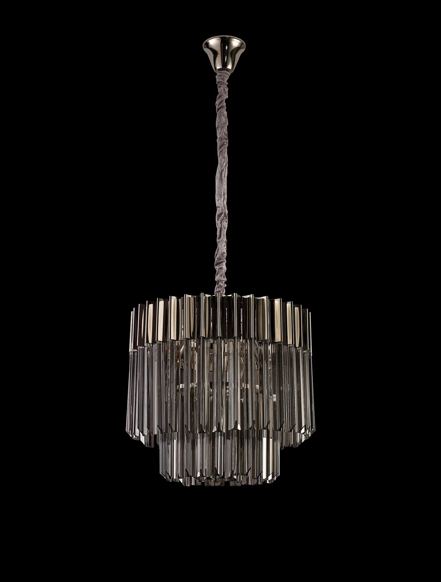Cedar 45cm Pendant Round 5 Light - Polished Nickel & Smoked