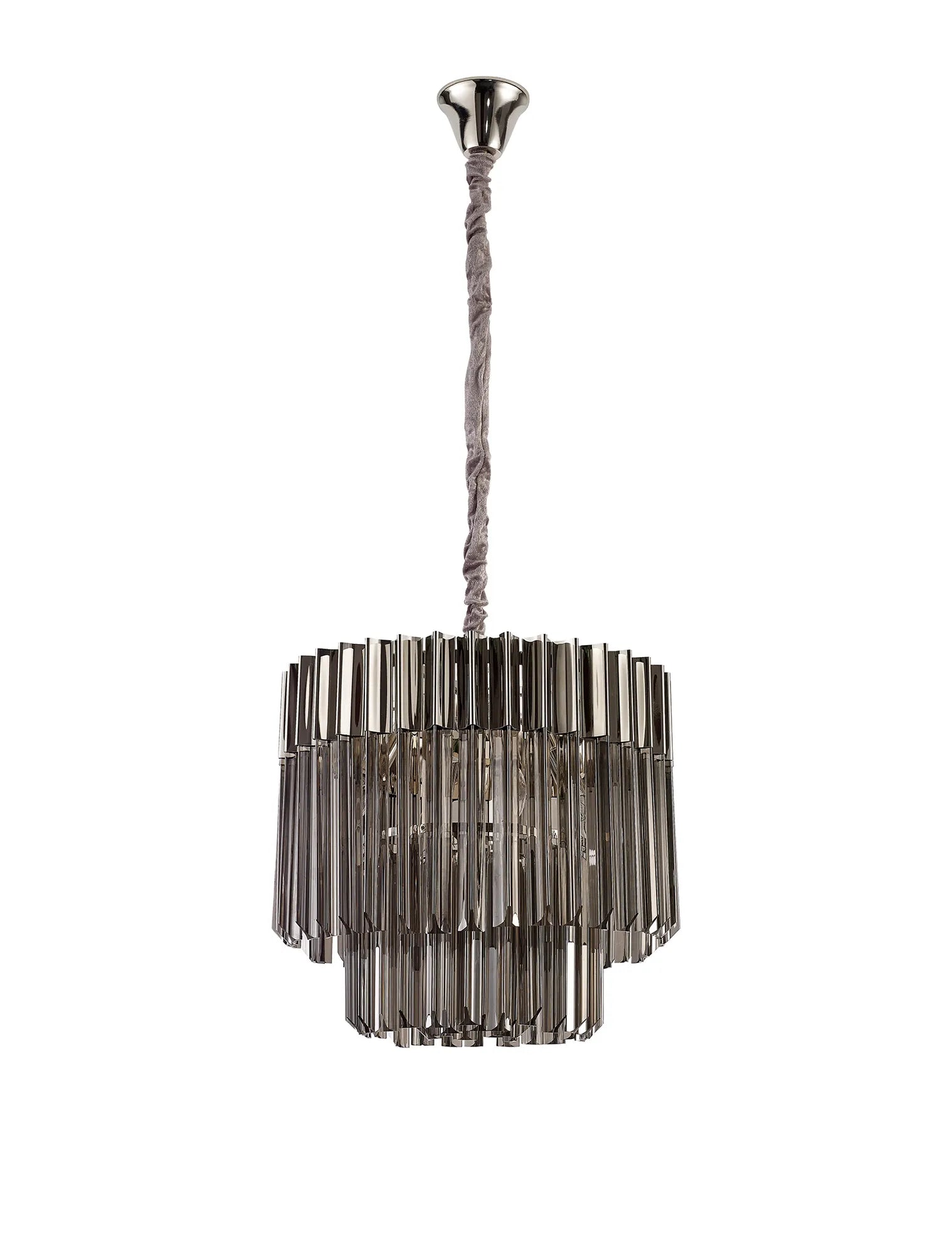 Cedar 45cm Pendant Round 5 Light - Polished Nickel & Smoked