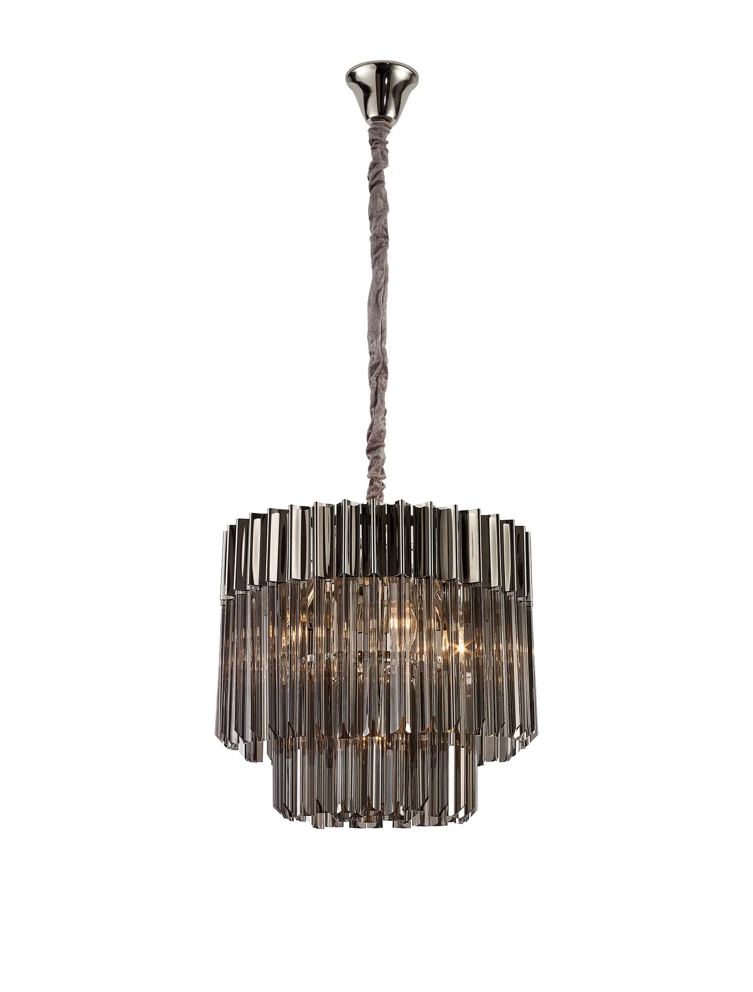 Cedar 45cm Pendant Round 5 Light - Polished Nickel & Smoked
