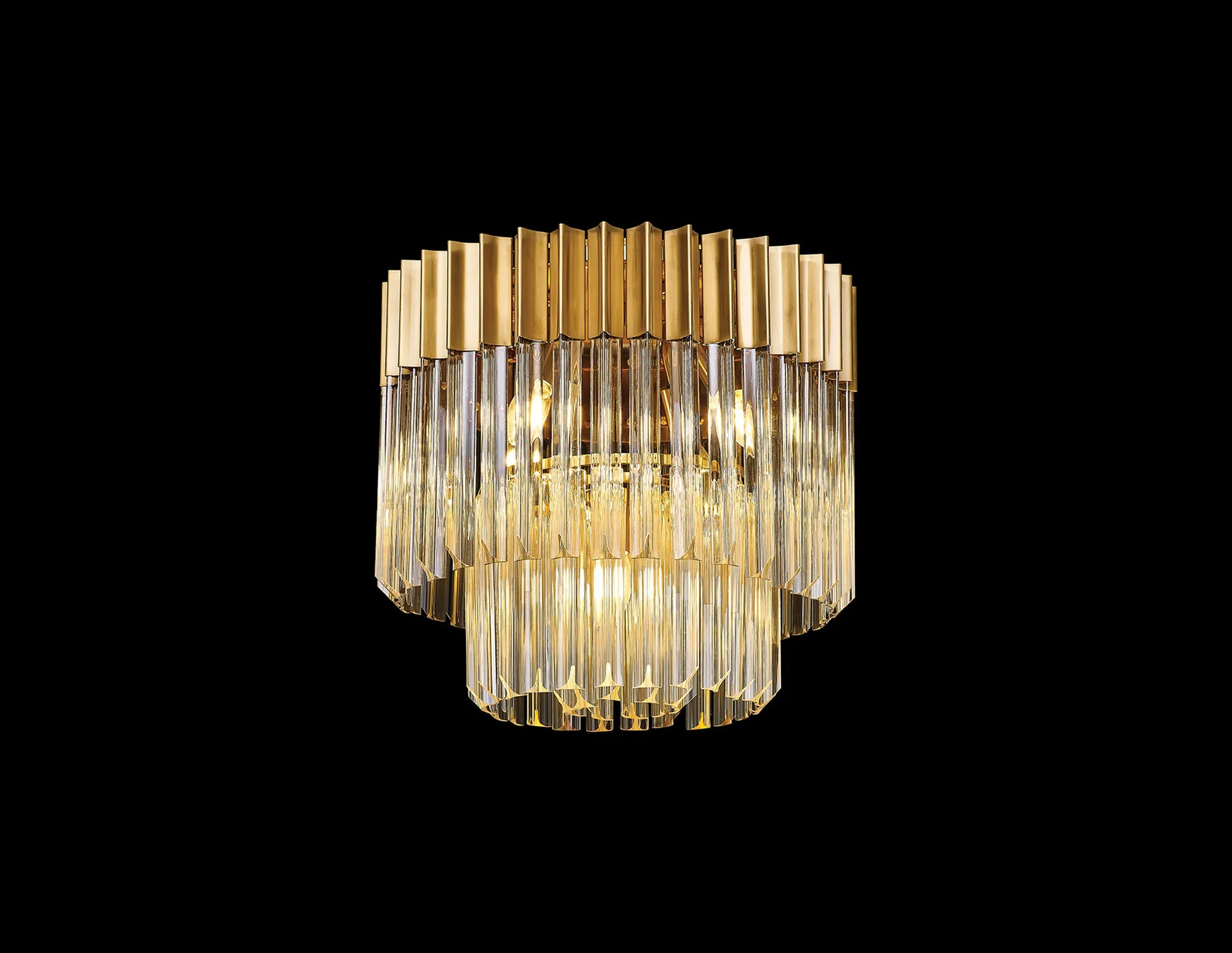 Cedar 45cm Flush Ceiling Round 5 Light - Brass & Cognac