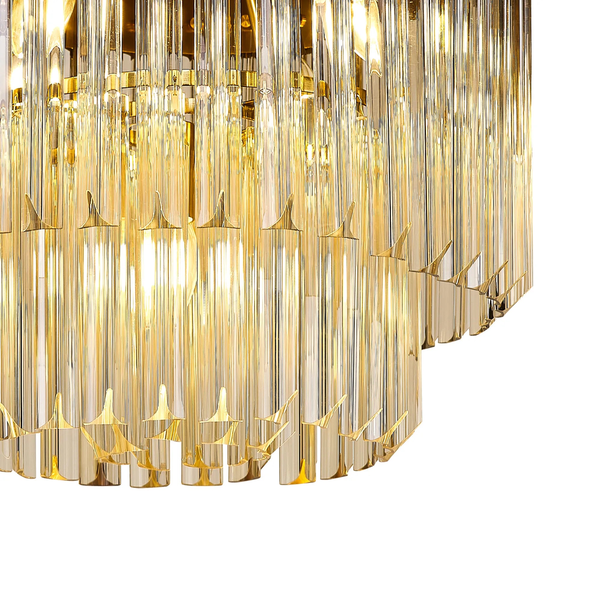 Cedar 45cm Flush Ceiling Round 5 Light - Brass & Cognac