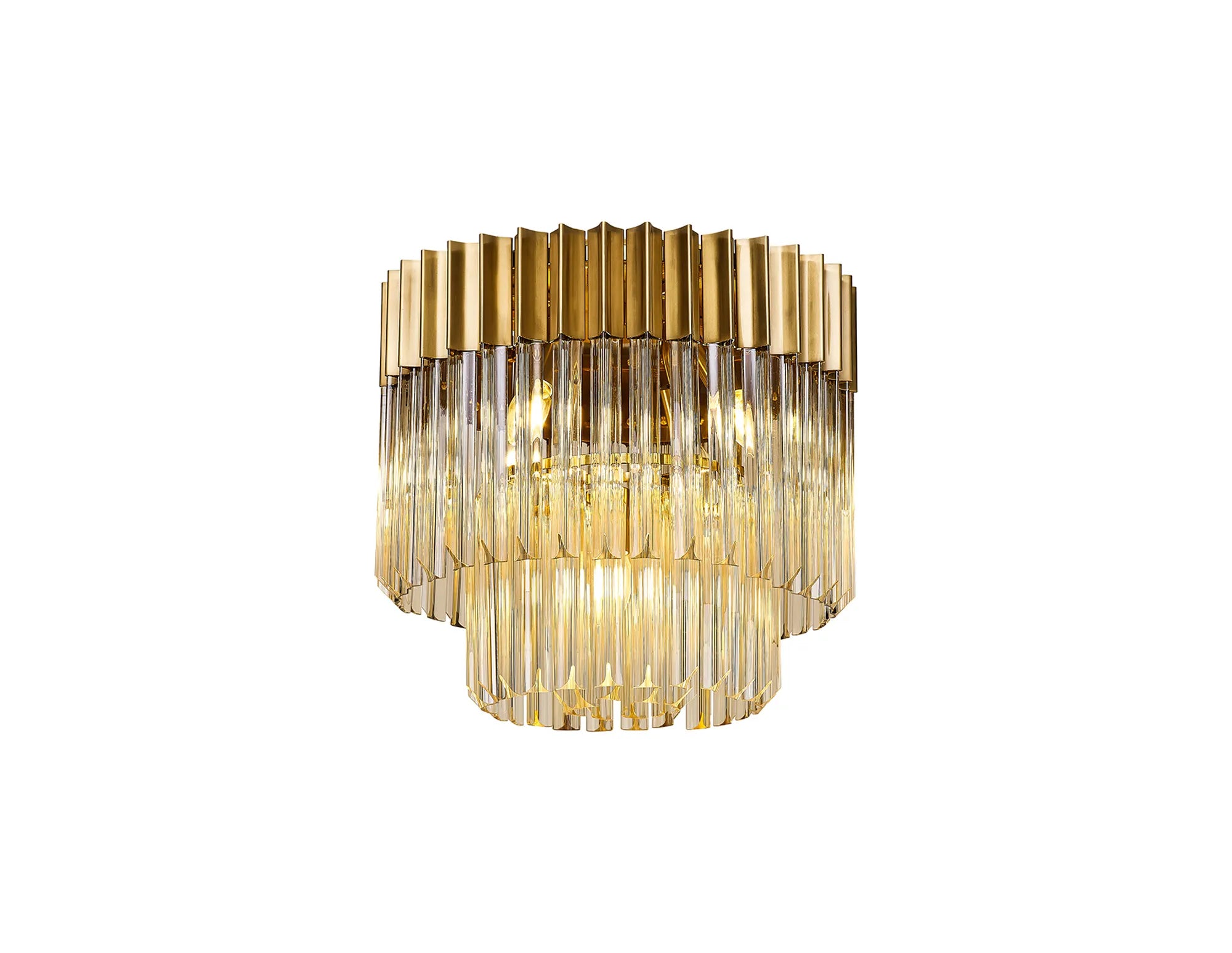 Cedar 45cm Flush Ceiling Round 5 Light - Brass & Cognac