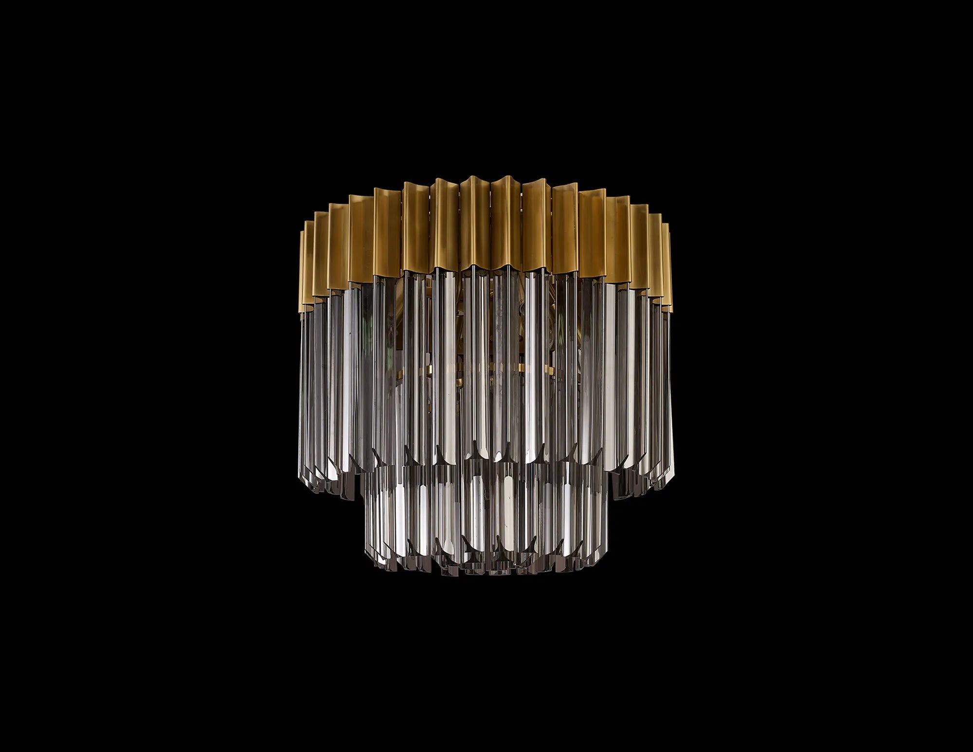 Cedar 45cm Flush Ceiling Round 5 Light - Brass & Smoked