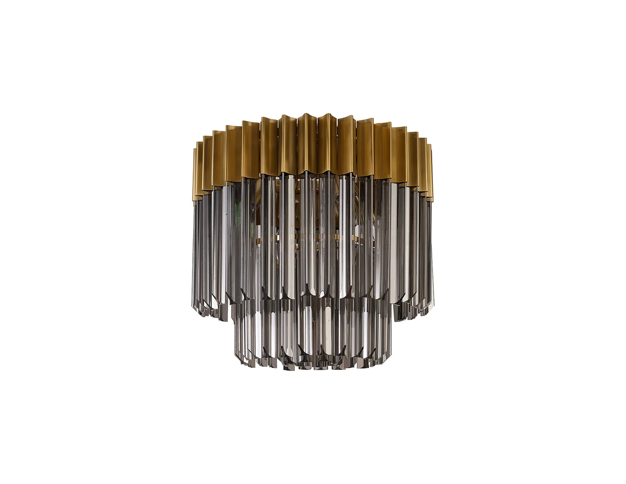 Cedar 45cm Flush Ceiling Round 5 Light - Brass & Smoked
