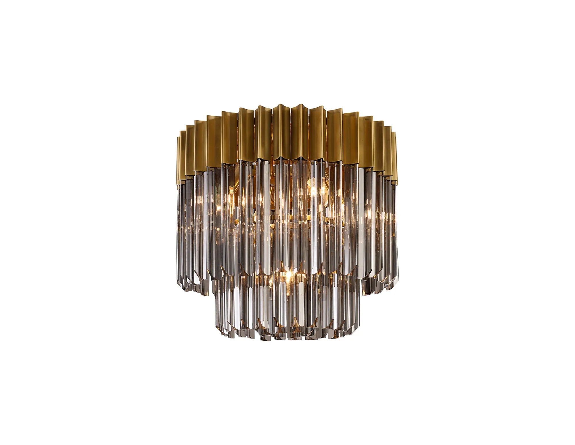 Cedar 45cm Flush Ceiling Round 5 Light - Brass & Smoked