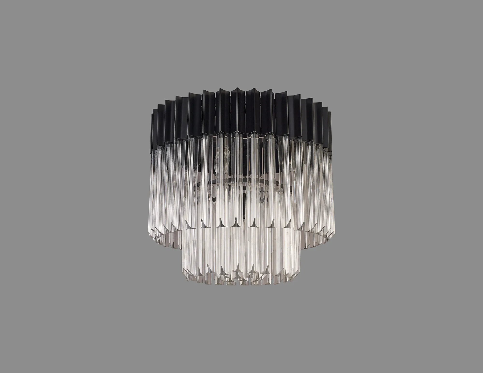 Cedar 45cm Flush Ceiling Round 5 Light - Matt Black & Clear