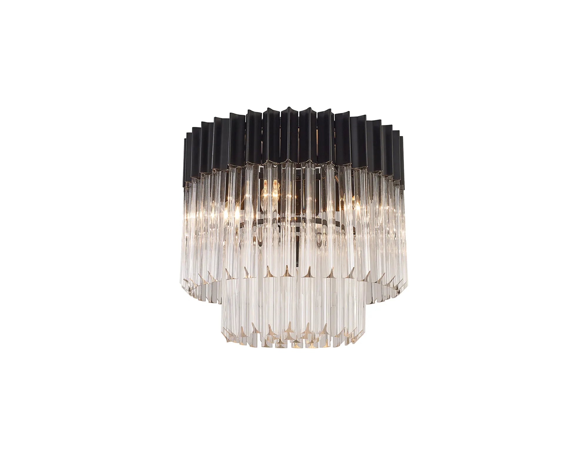 Cedar 45cm Flush Ceiling Round 5 Light - Matt Black & Clear
