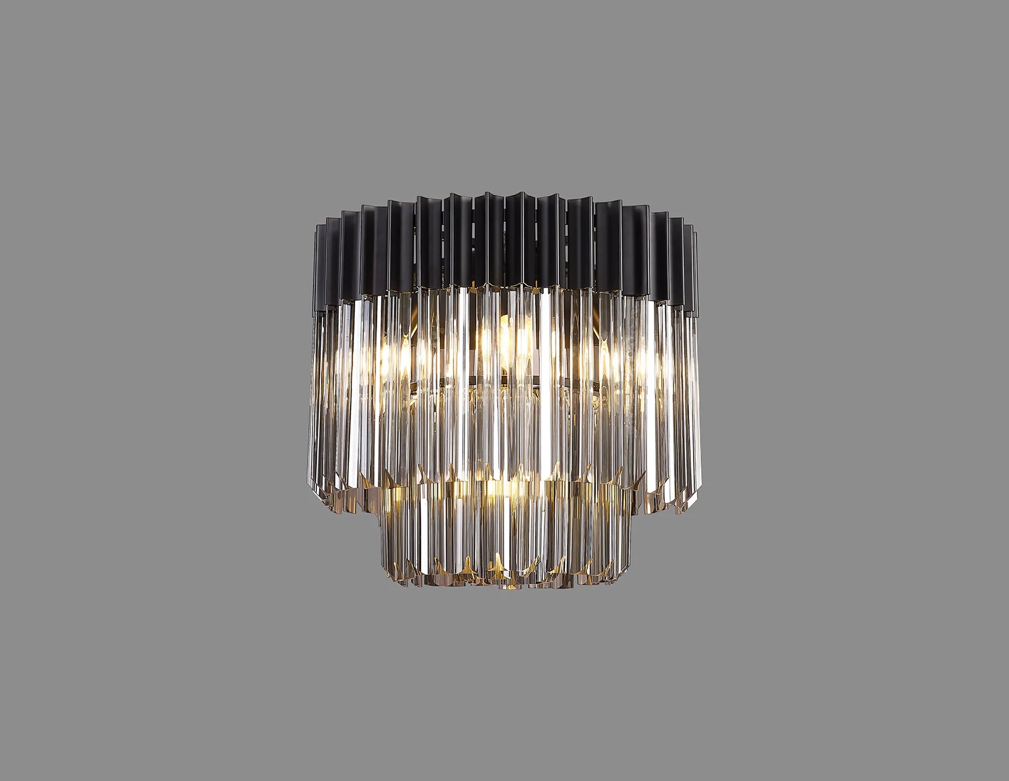 Cedar 45cm Flush Ceiling Round 5 Light - Matt Black & Smoked