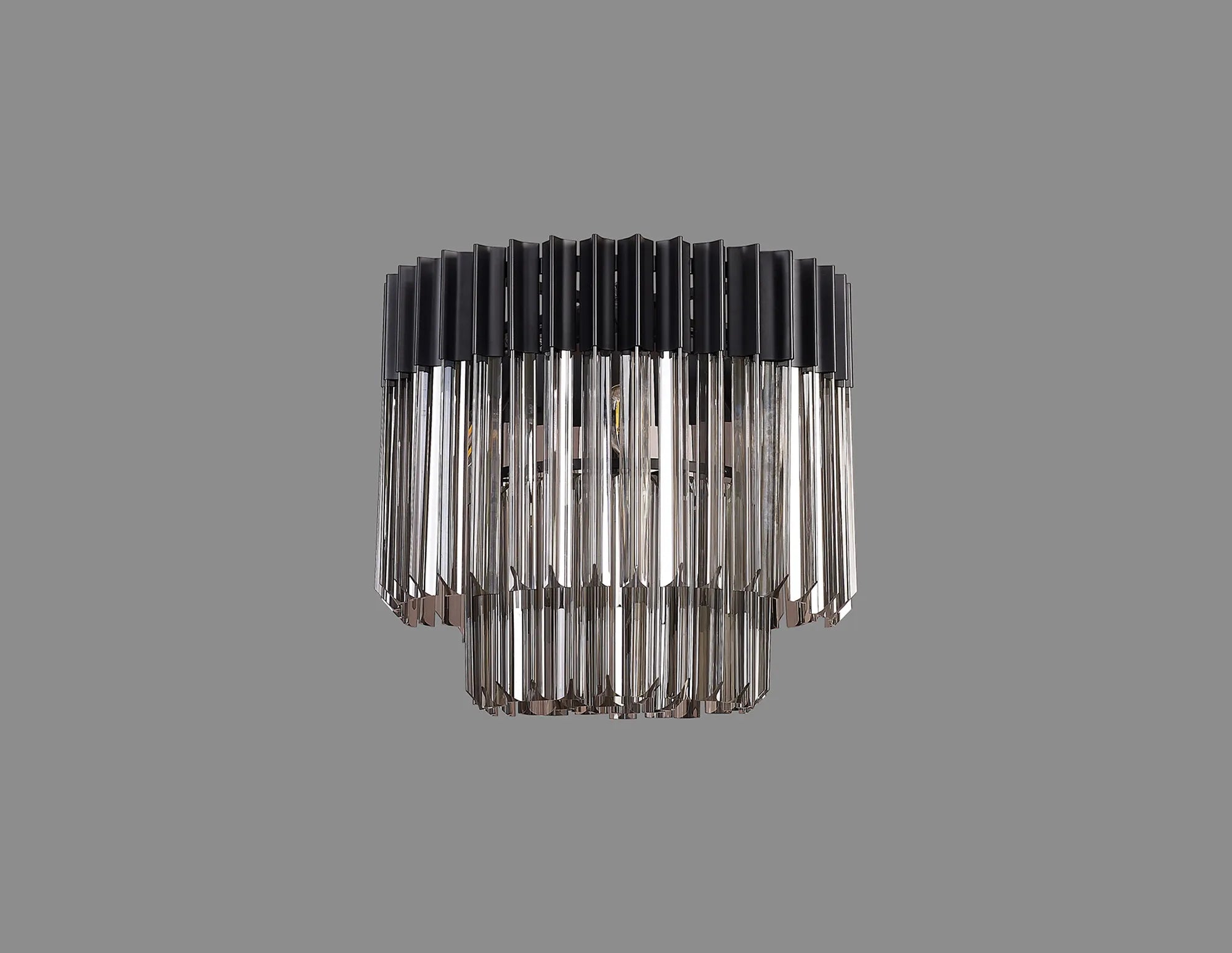 Cedar 45cm Flush Ceiling Round 5 Light - Matt Black & Smoked