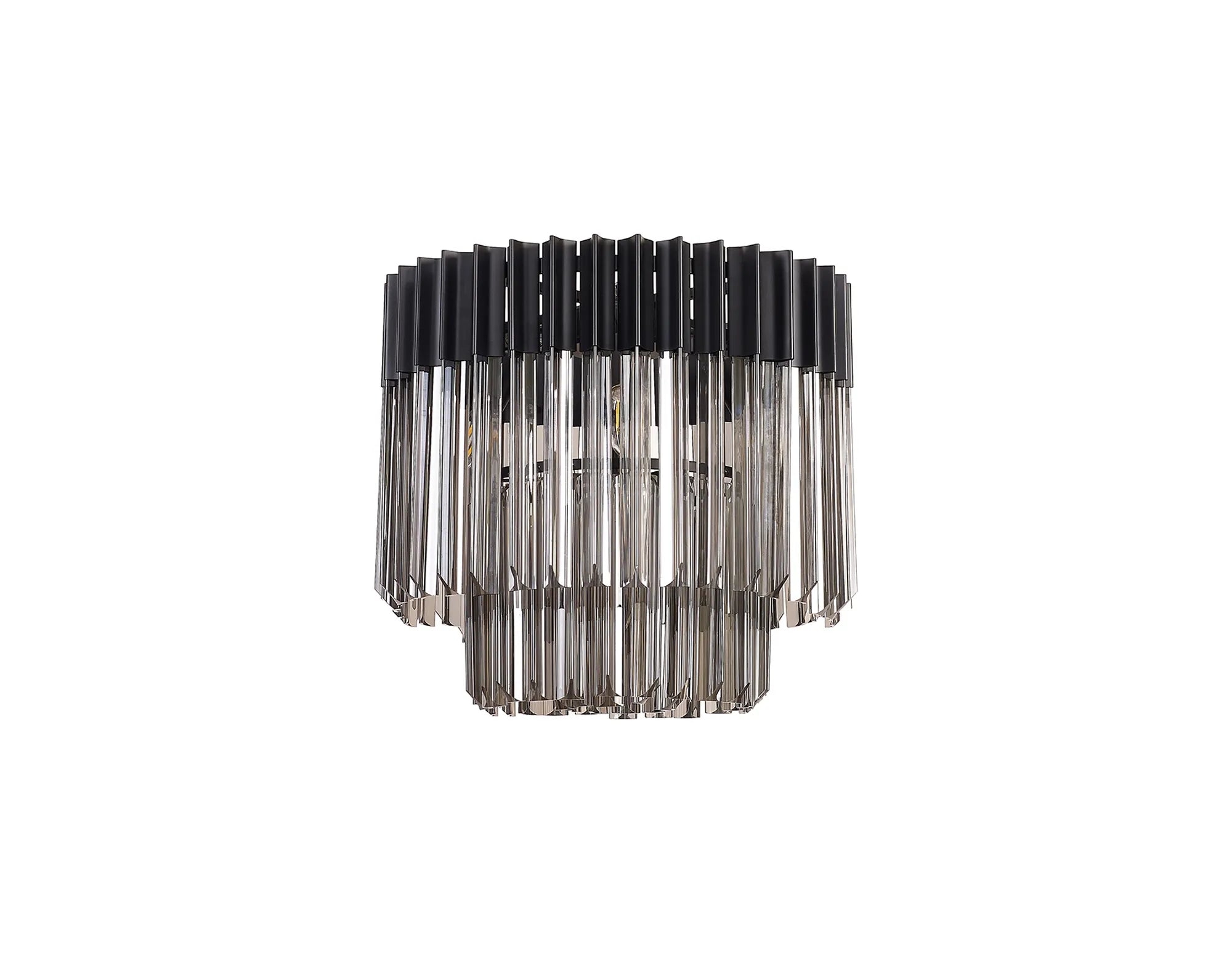 Cedar 45cm Flush Ceiling Round 5 Light - Matt Black & Smoked