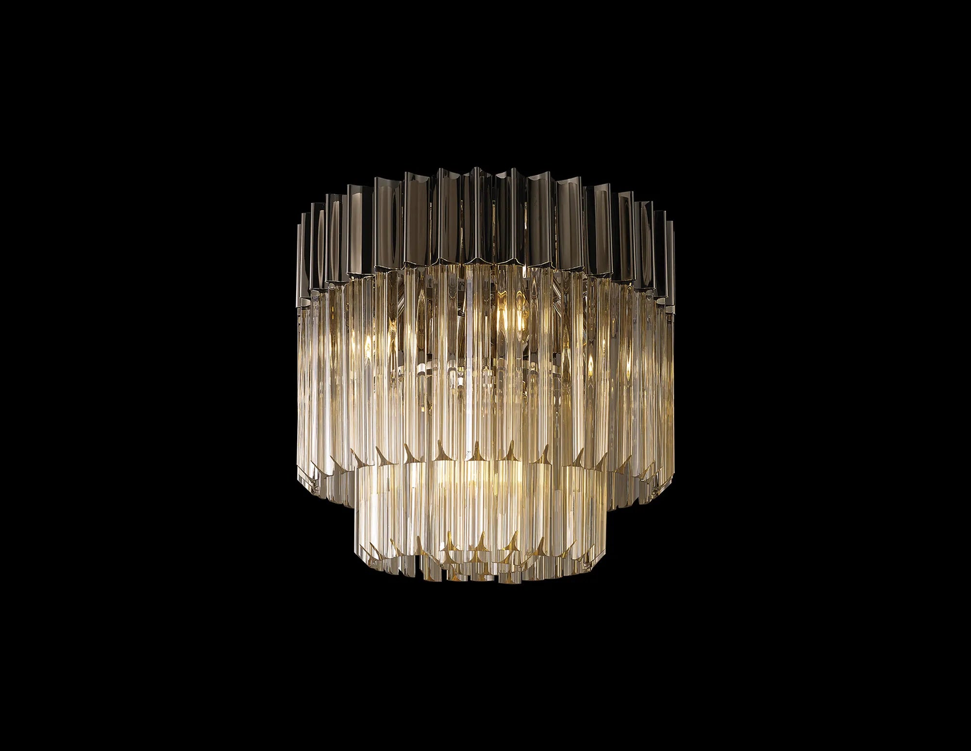 Cedar 45cm Flush Ceiling Round 5 Light - Polished Nickel & Cognac