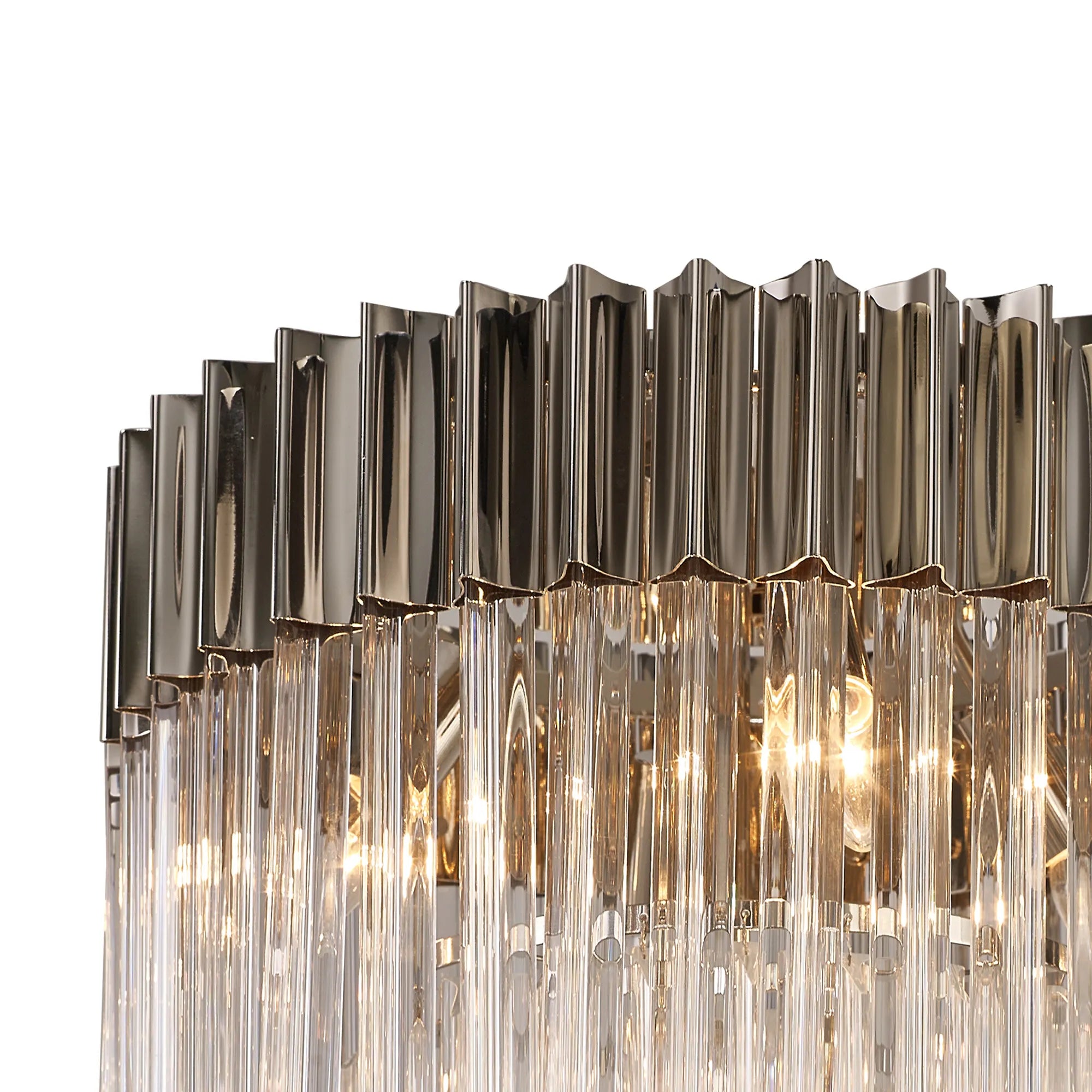 Cedar 45cm Flush Ceiling Round 5 Light - Polished Nickel & Clear