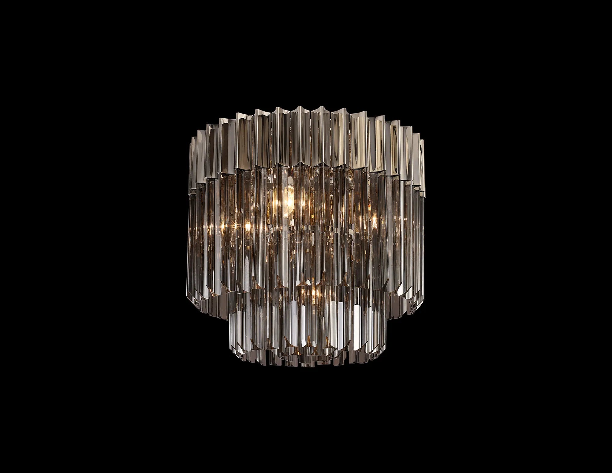 Cedar 45cm Flush Ceiling Round 5 Light - Polished Nickel & Smoked