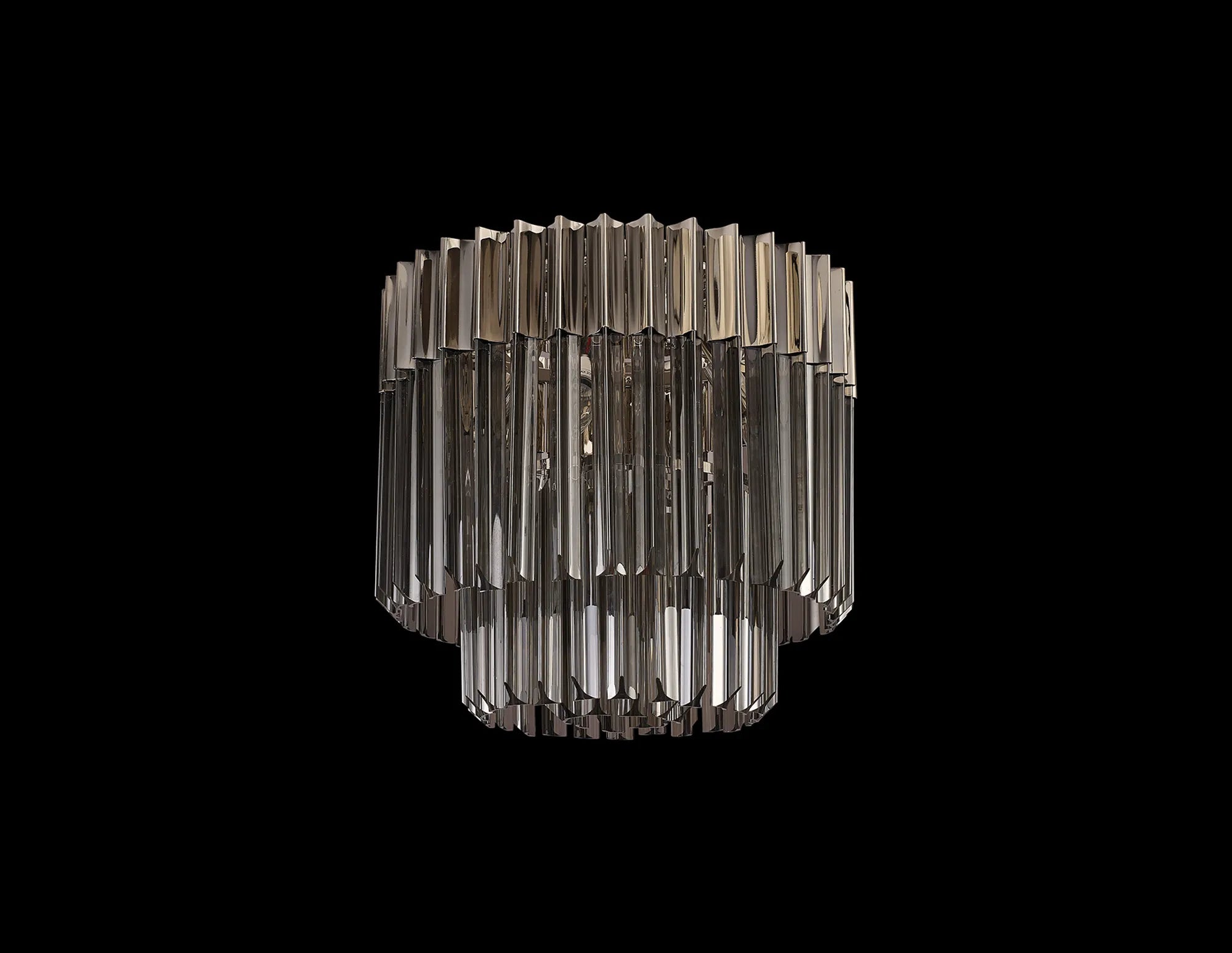 Cedar 45cm Flush Ceiling Round 5 Light - Polished Nickel & Smoked