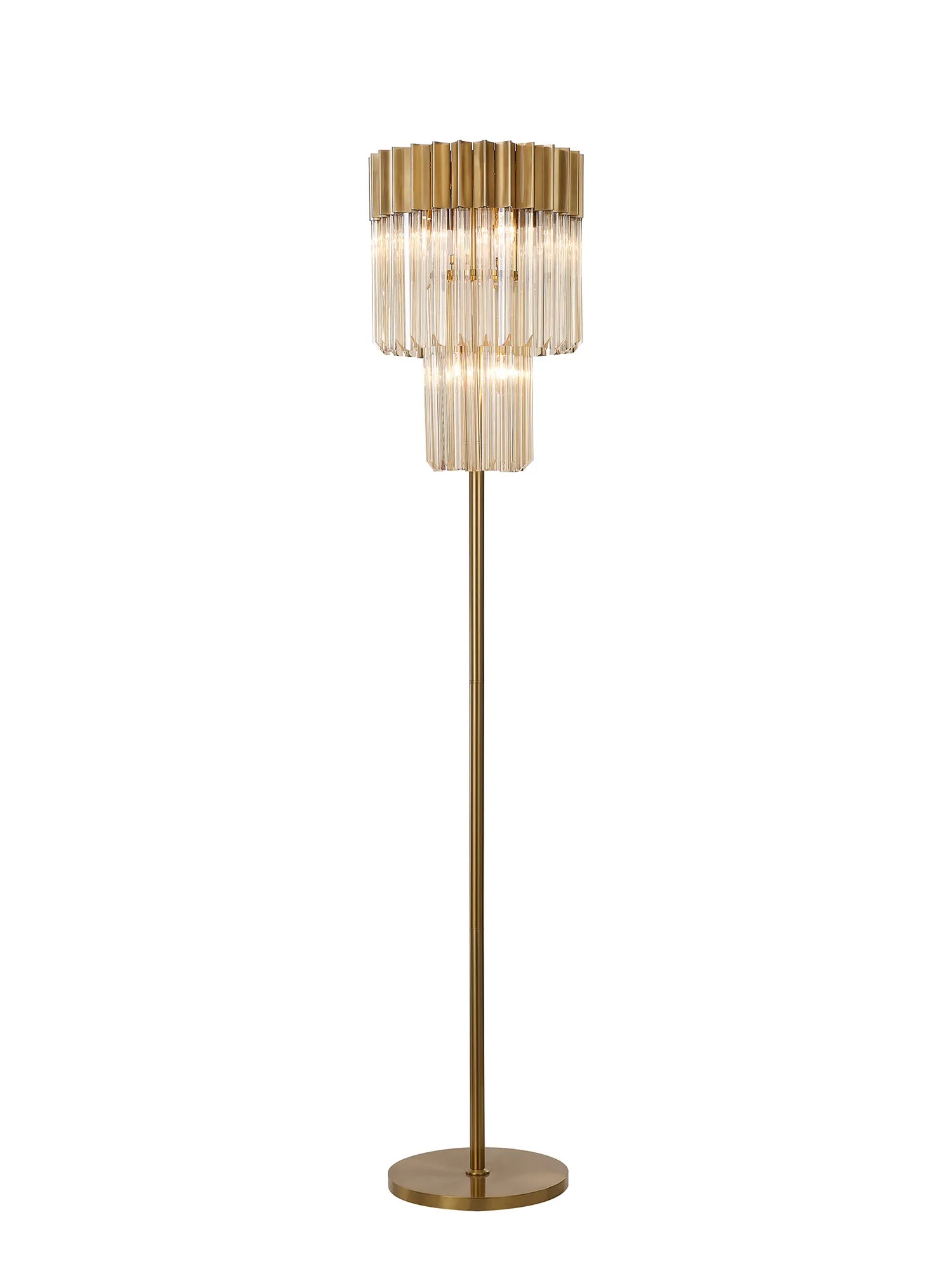 Cedar 168cm Floor Lamp 5 Light - Brass & Cognac