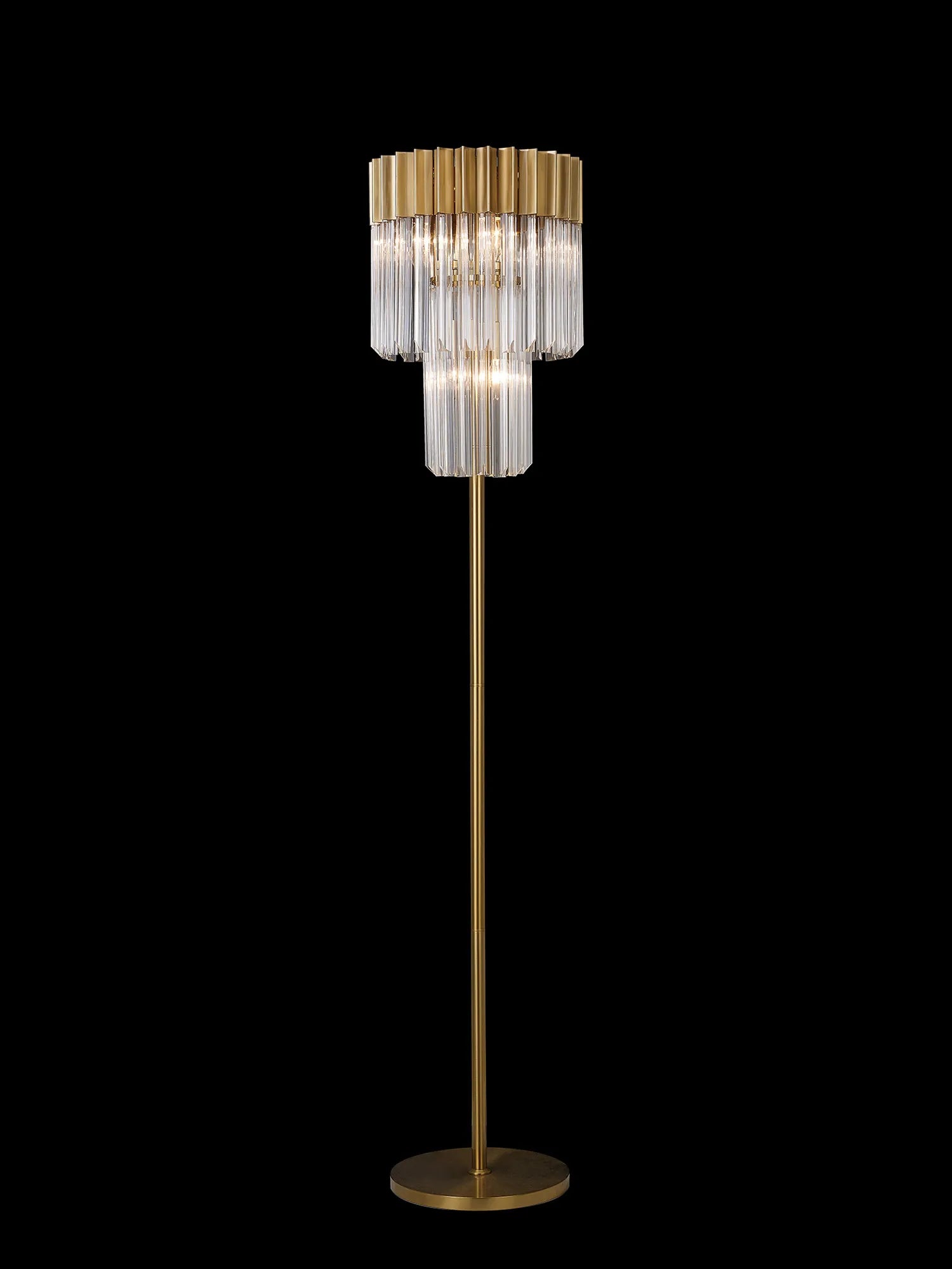 Cedar 168cm Floor Lamp 5 Light - Brass & Clear