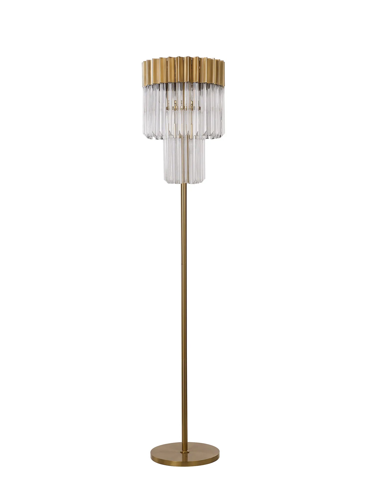 Cedar 168cm Floor Lamp 5 Light - Brass & Clear