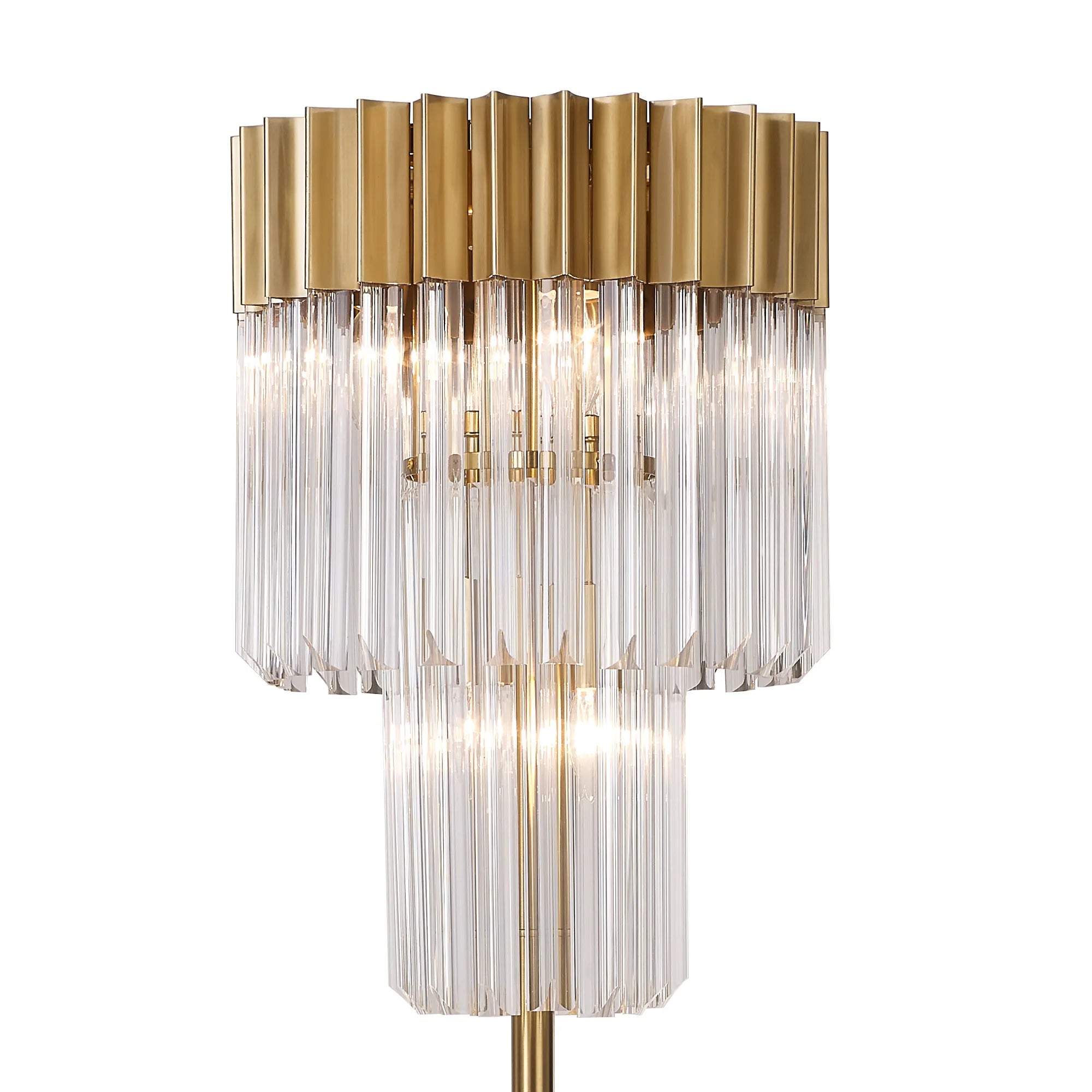 Cedar 168cm Floor Lamp 5 Light - Brass & Clear