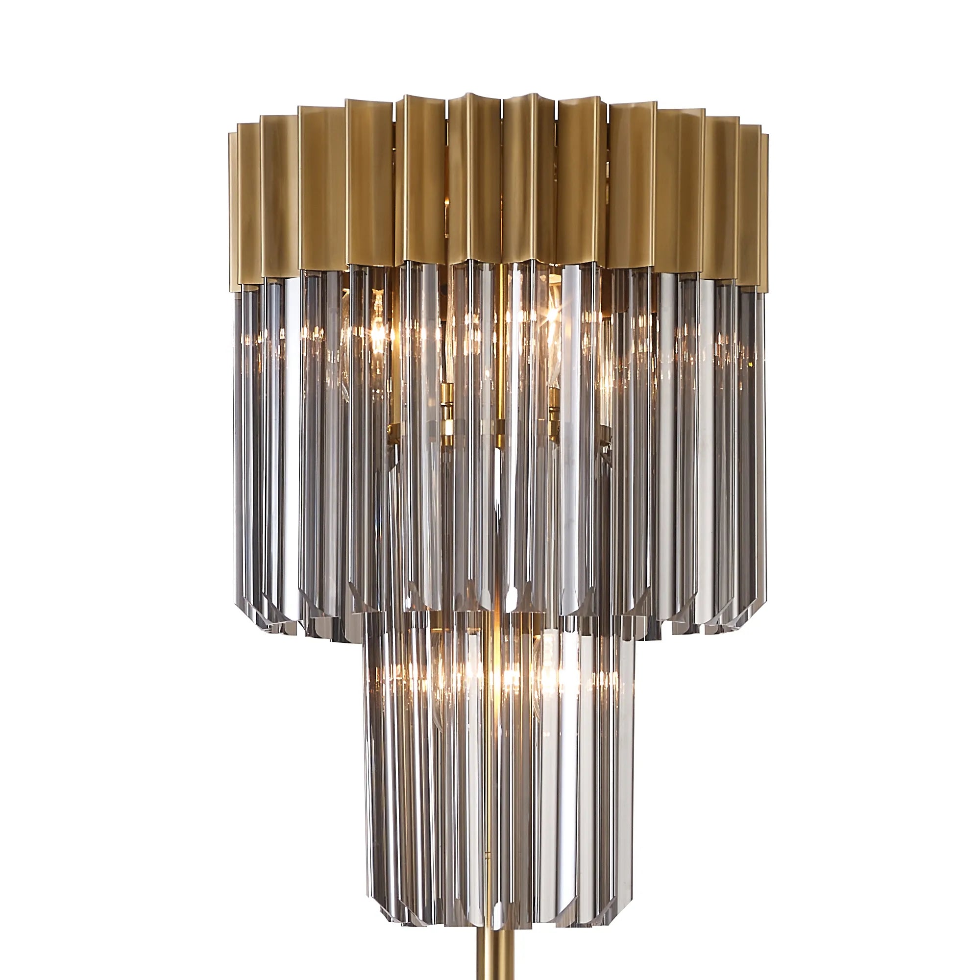 Cedar 168cm Floor Lamp 5 Light - Brass & Smoked