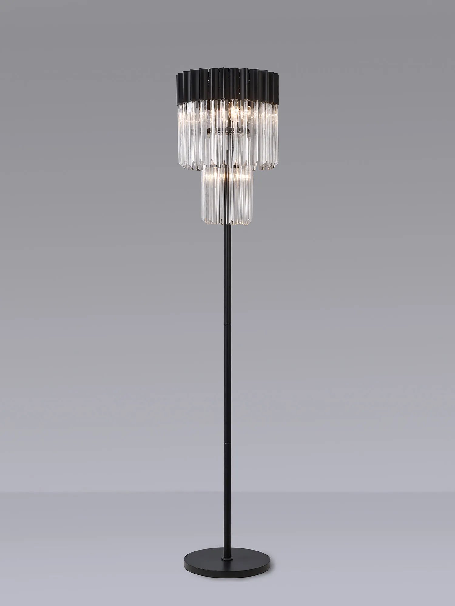 Cedar 168cm Floor Lamp 5 Light - Matt Black & Clear